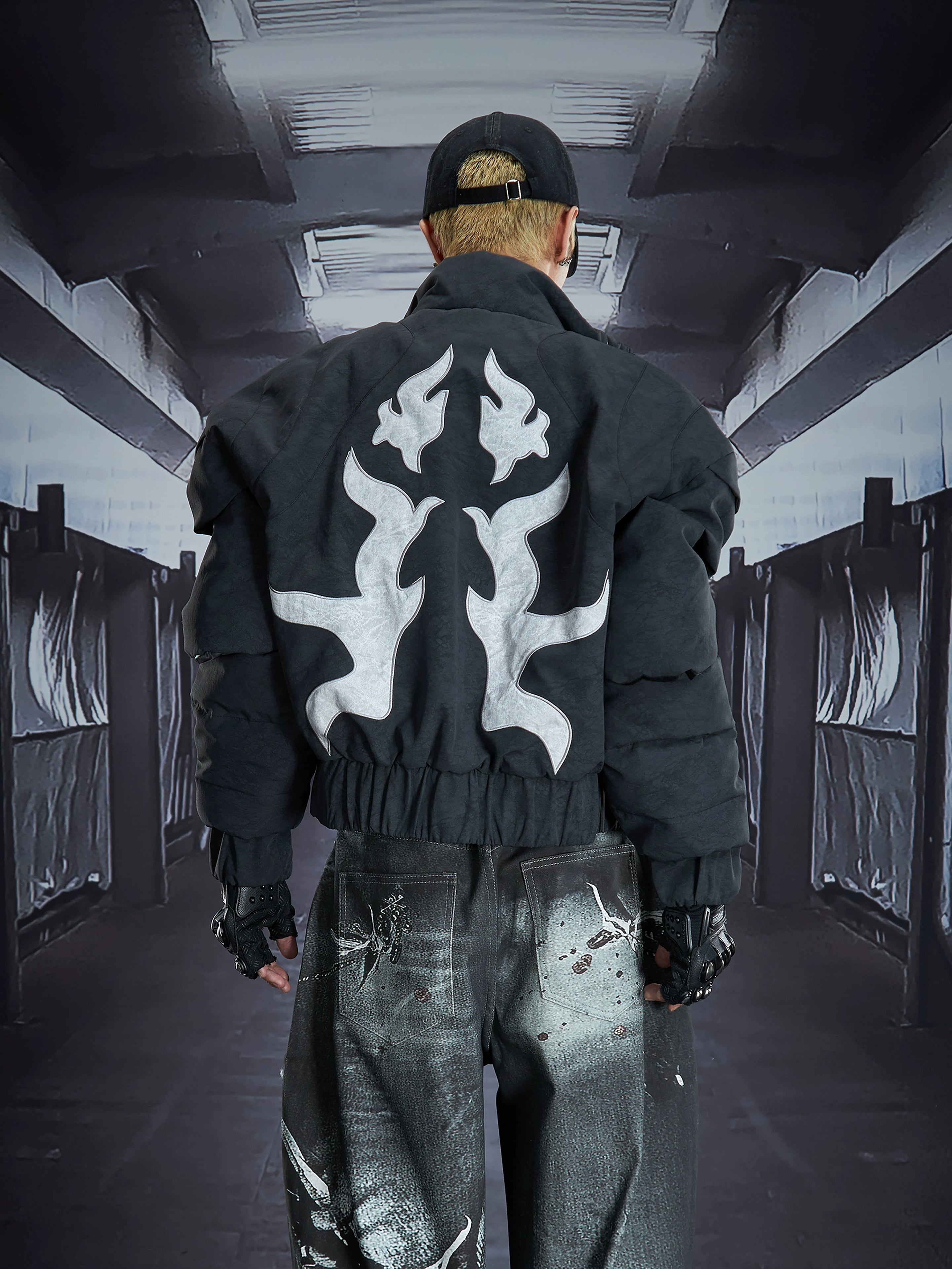 Heavyweight Deconstructed Embroidered Short Puffer Coat