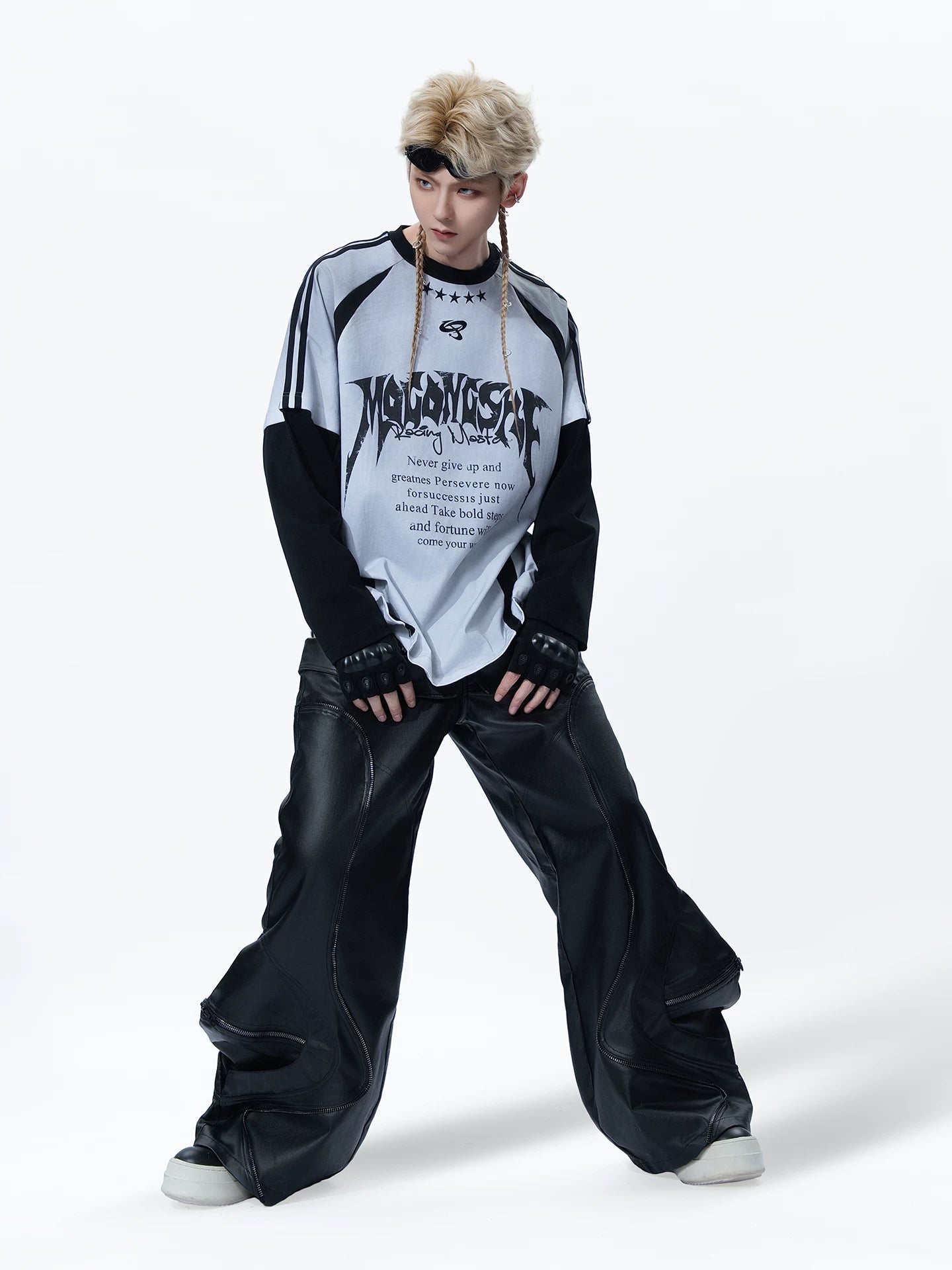 Sanhoostudio Waxed Patchwork Denim Pants