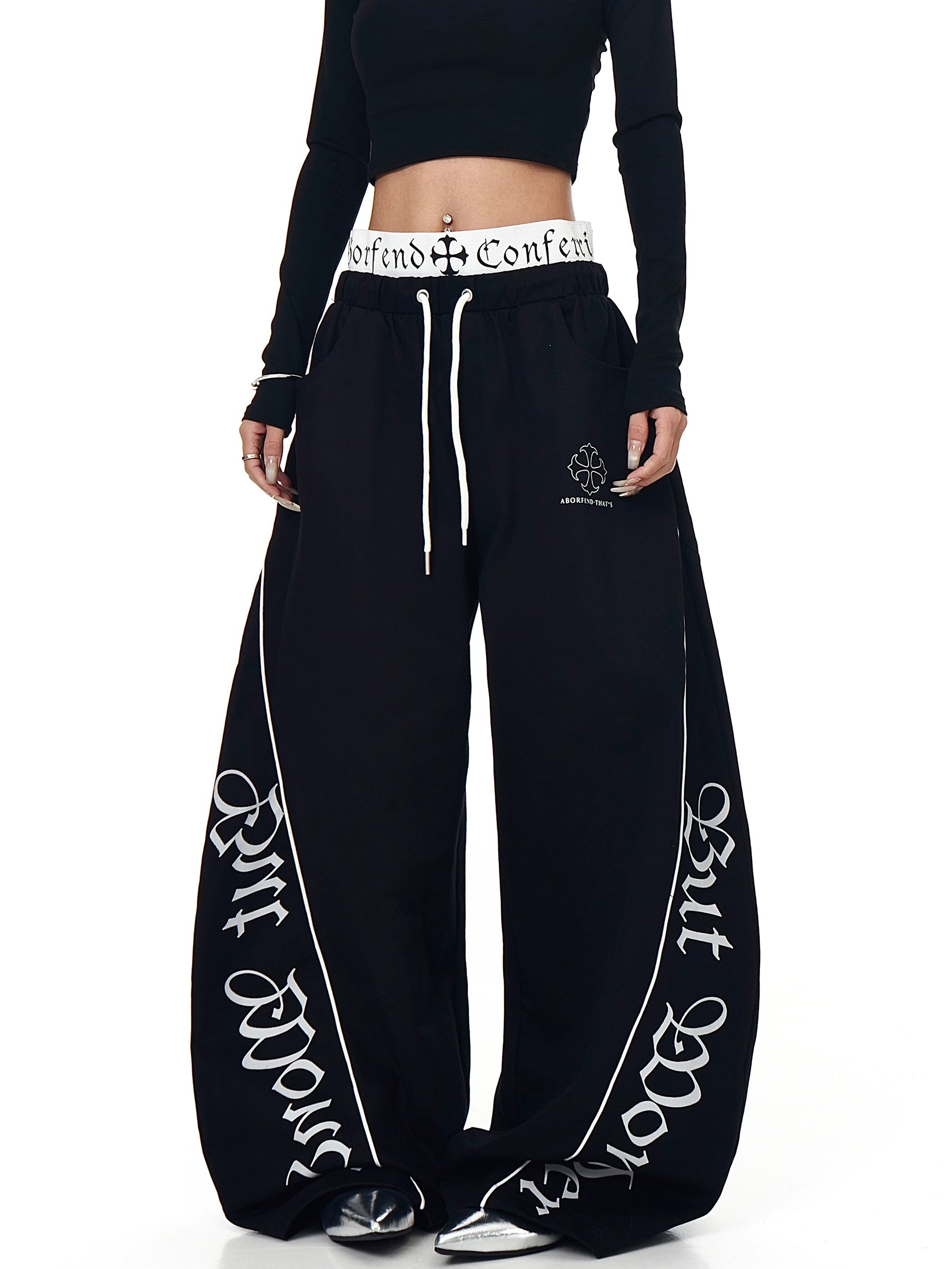 Gothic Double-Waistband Street Sweatpants