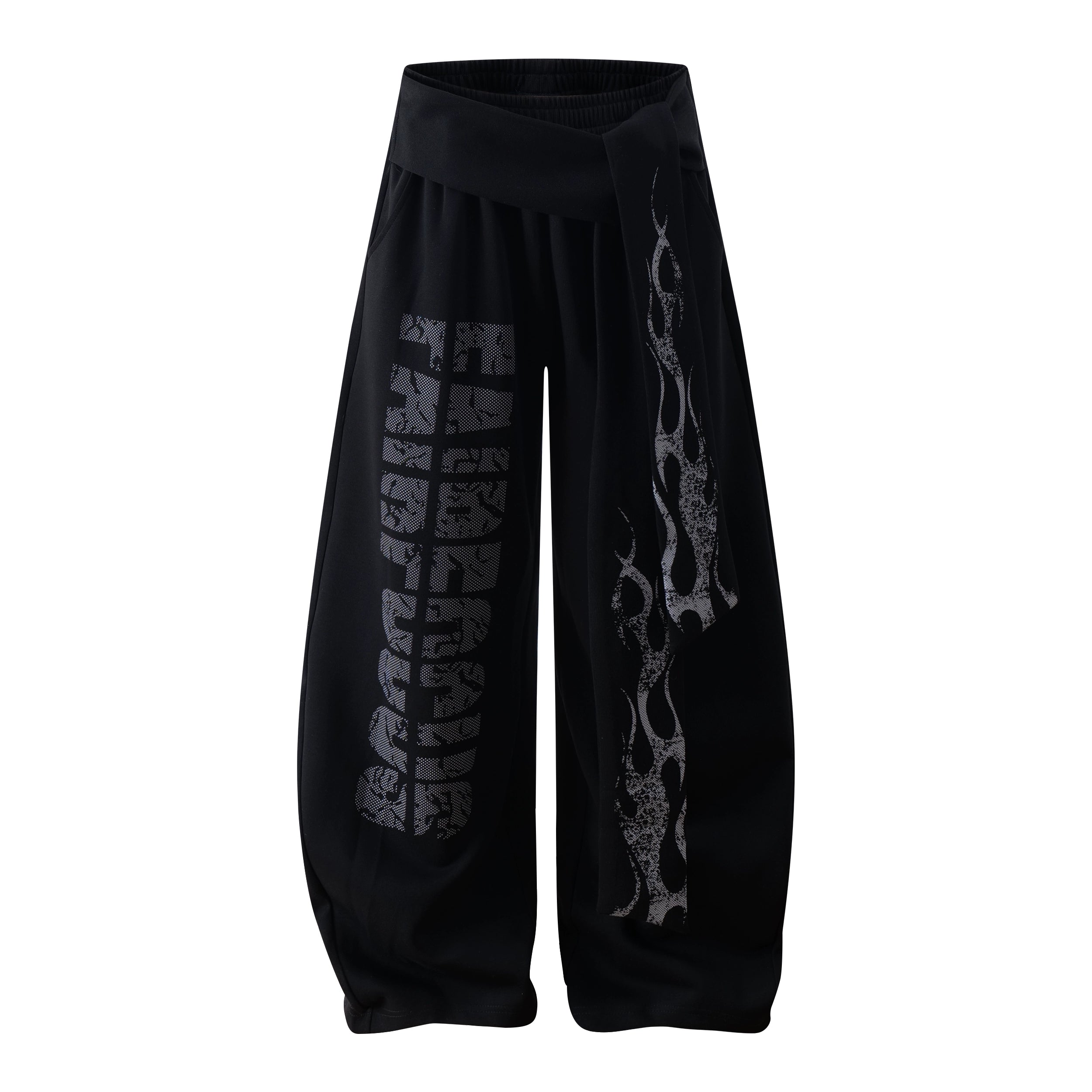 Y2K Totem Graphic Tie-Strap Blade Cut Sweatpants