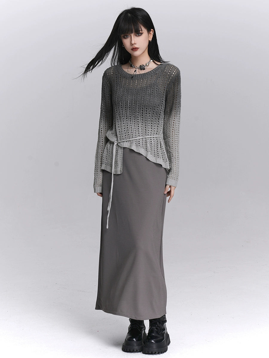 Korean Minimalist Hollow-Out Two-Piece Set