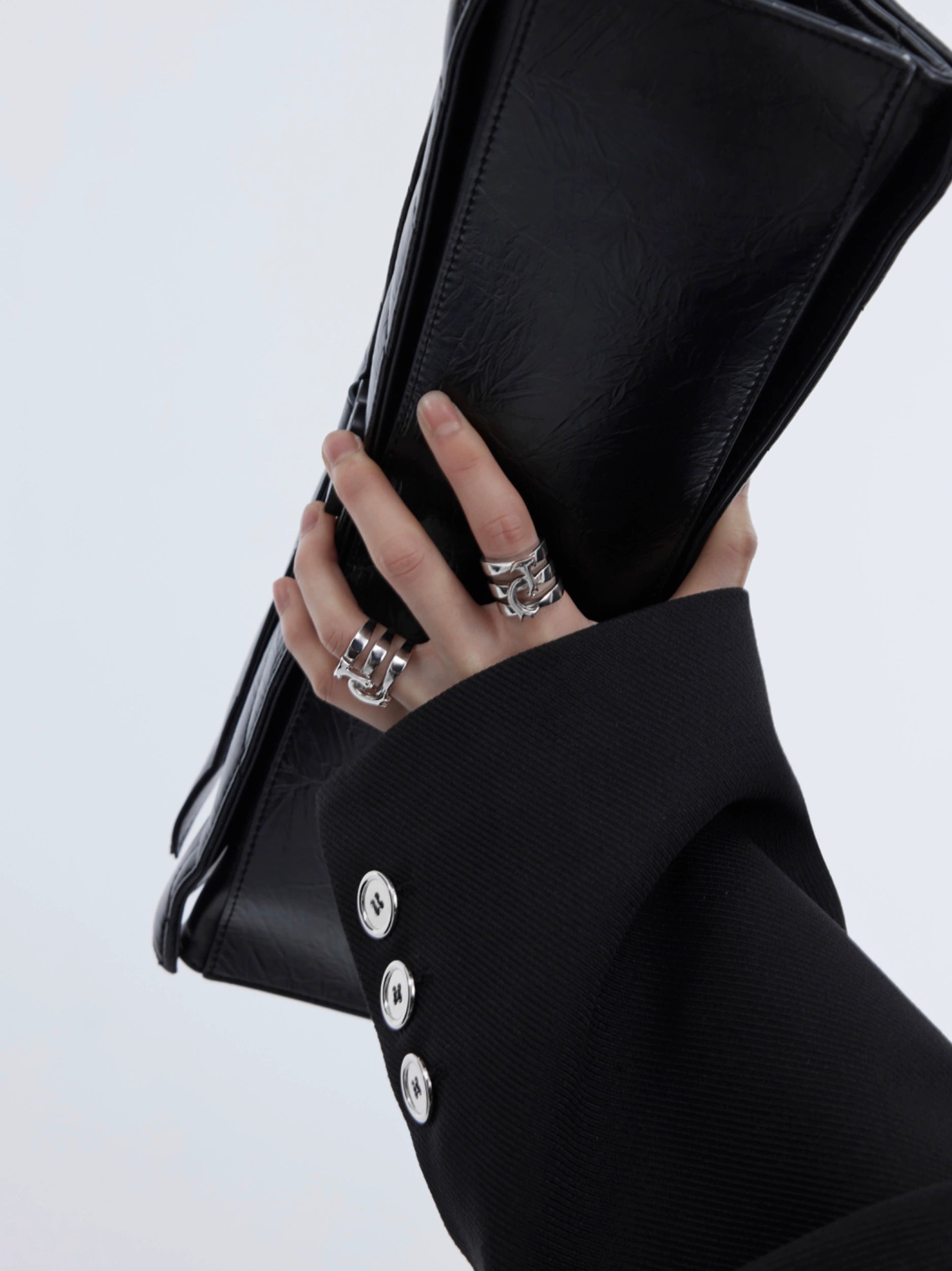 Futuristic Titanium Claw Heavy Ring