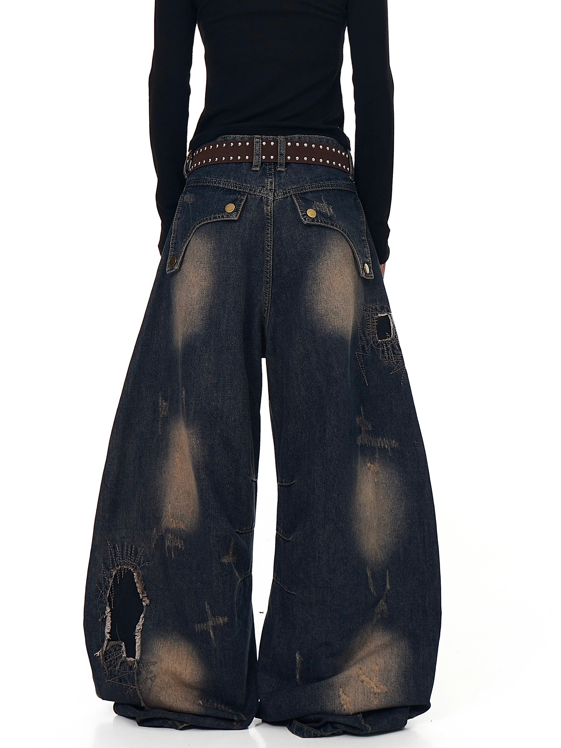 Distressed Edge Deconstructed Denim Pants