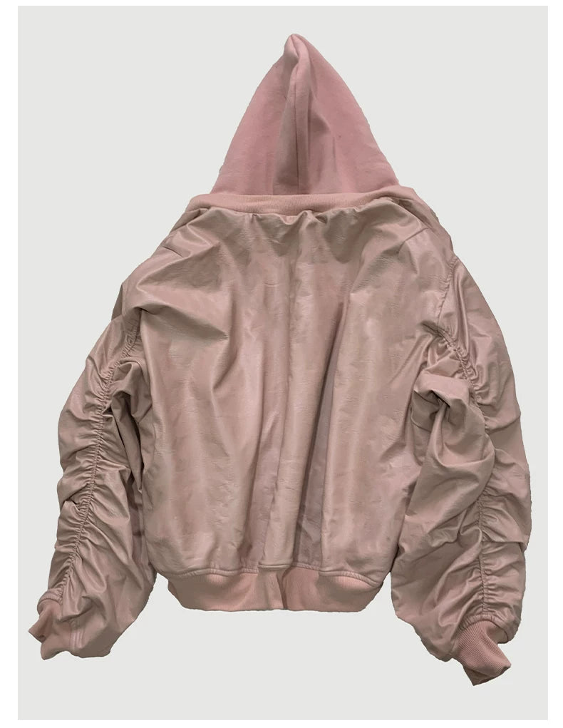 Sanhoostudio Layered Oversized PU Leather Jacket