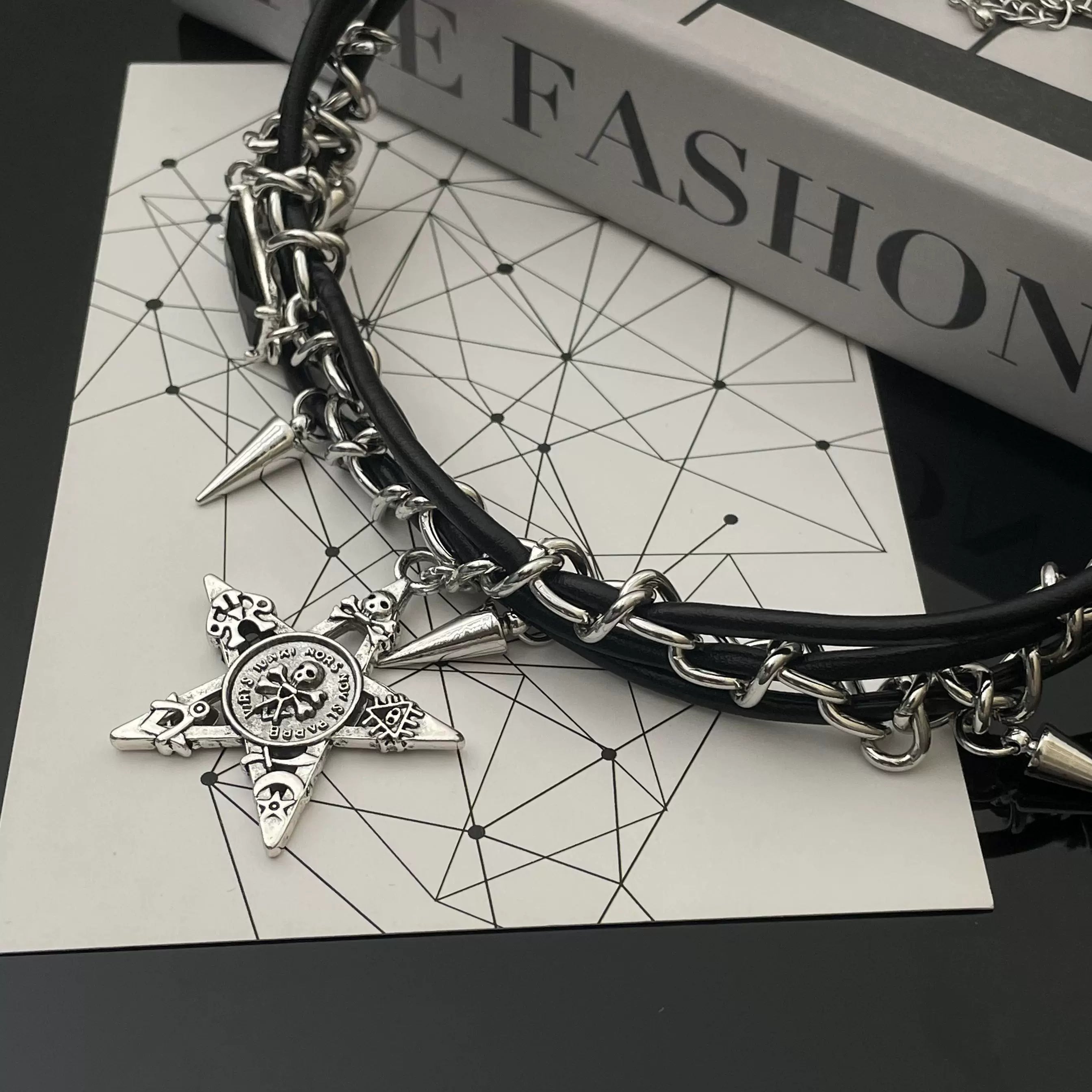 Studded Skull Star Punk Choker