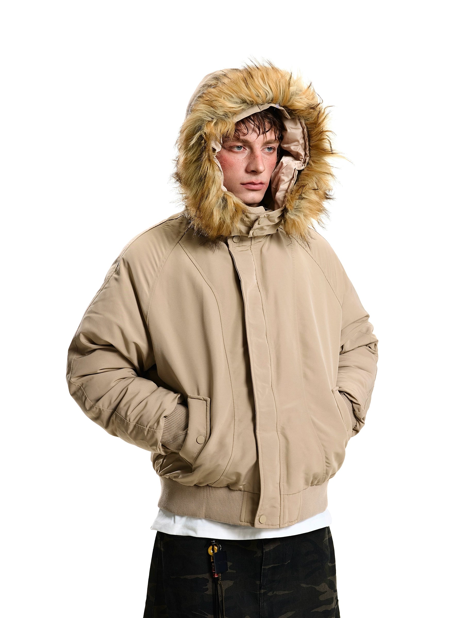 Fur Hood Utility Bomber Parka Puffer Jacket