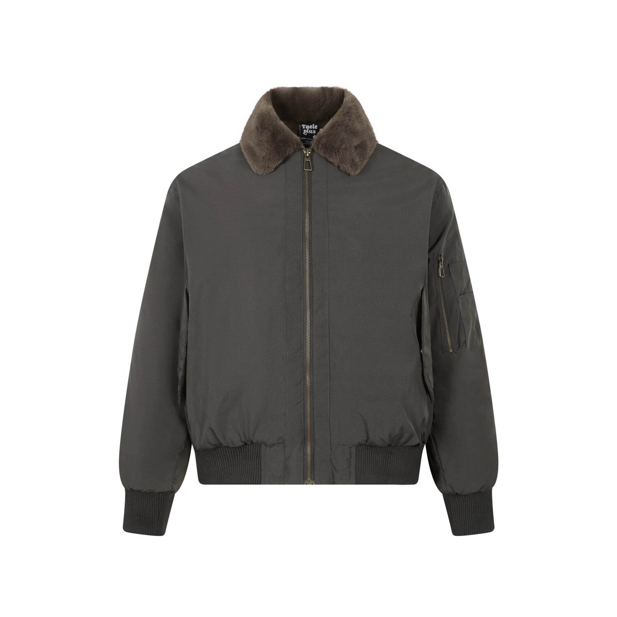 Bomber Shearling-Collar Spliced Flight Puffer Jacket