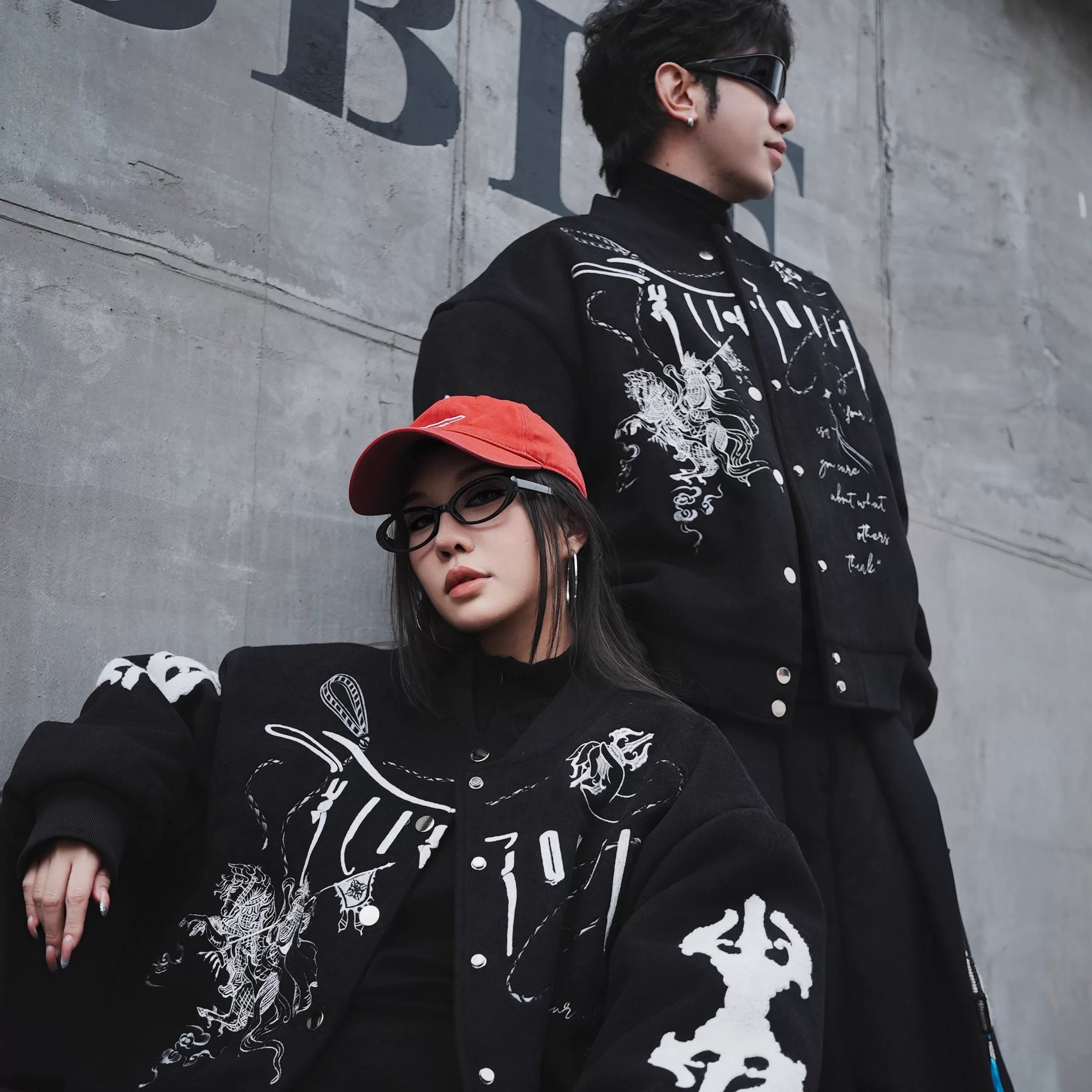 Sanhoostudio Embroidered Wool Blend Varsity Jacket