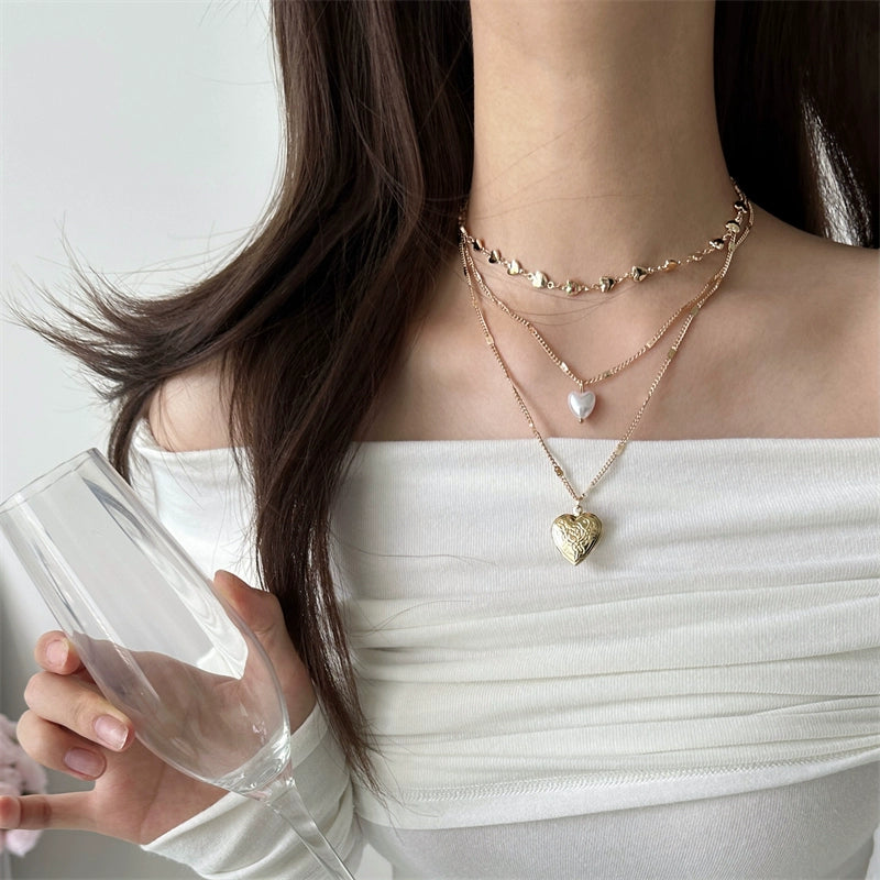 White Lace Cross Key Layered Choker Necklace