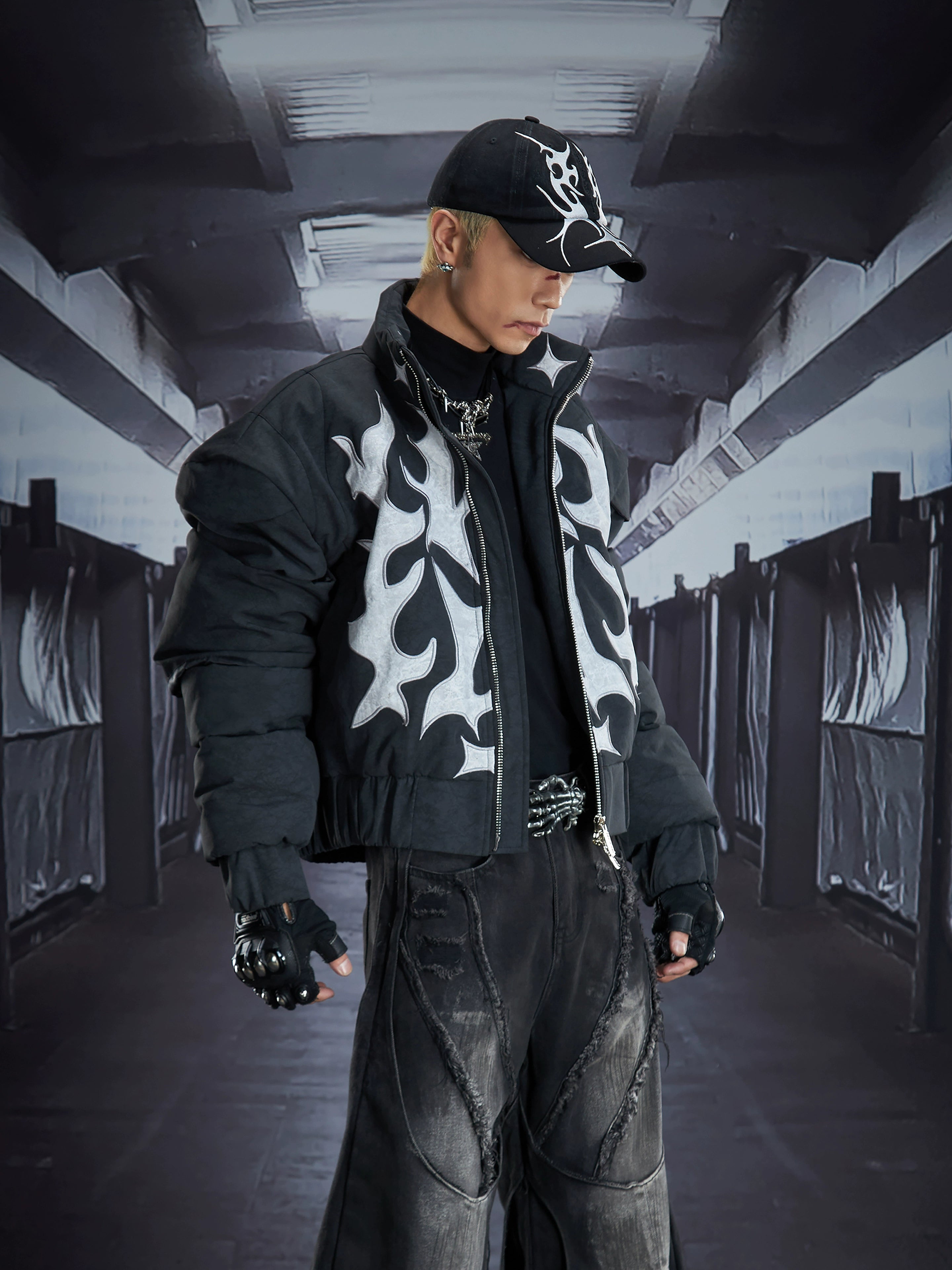 Heavyweight Deconstructed Embroidered Short Puffer Coat