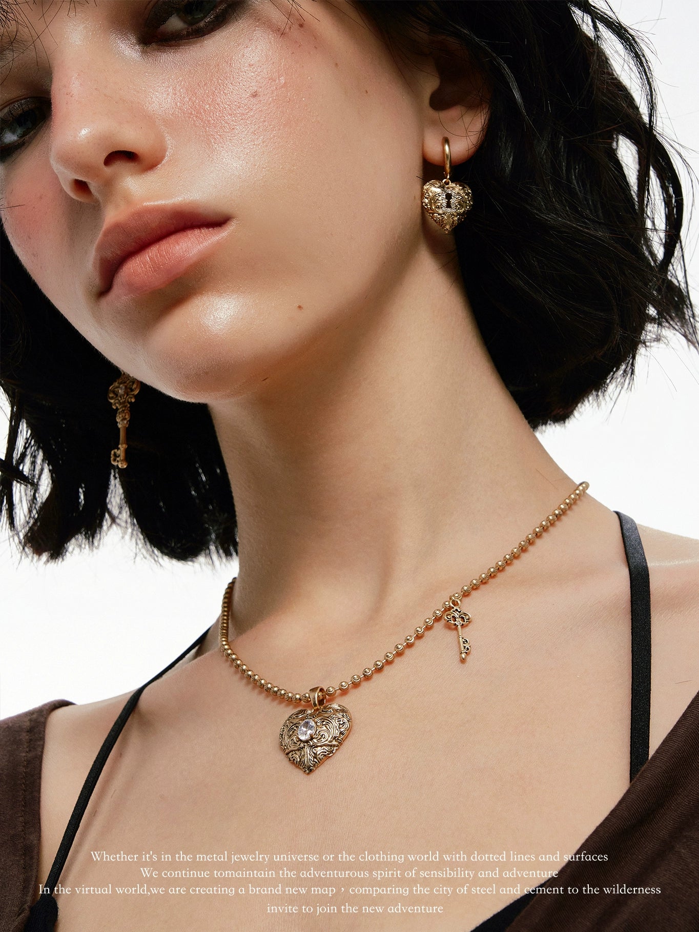 Vintage Embossed Heart Necklace