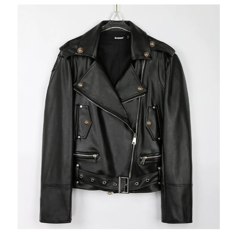 Sanhoostudio Green Cropped PU Moto Jacket