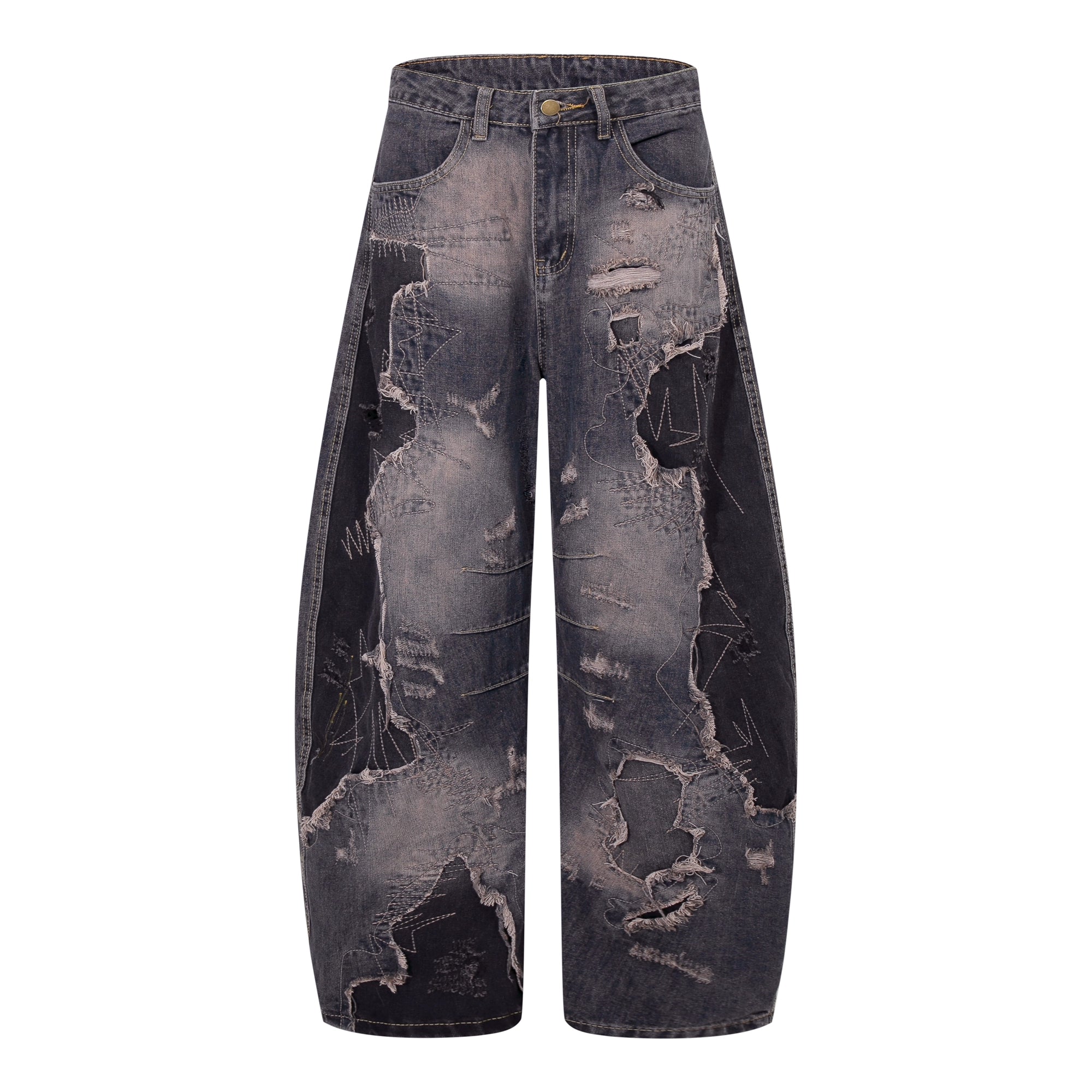 Distressed Edge Deconstructed Denim Pants