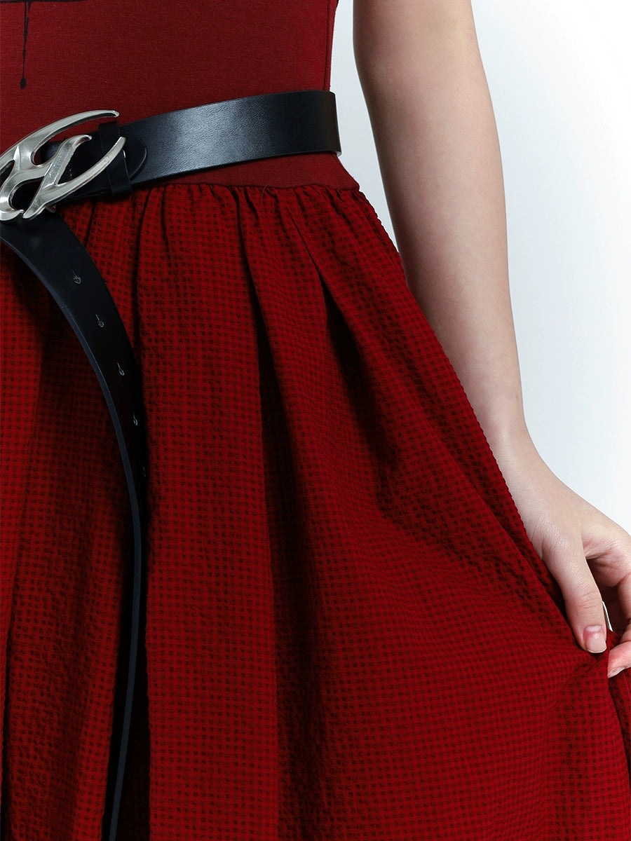 Red Waist Cinched Maxi Dress