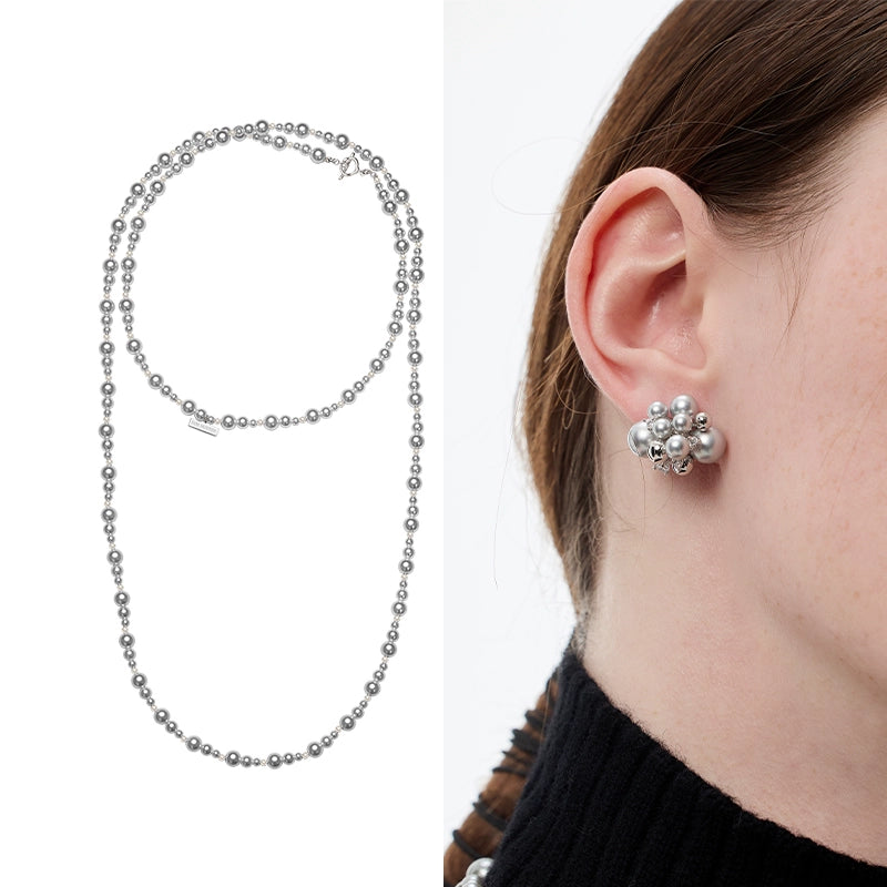 Long Layered Pearl Necklace with OT Clasp