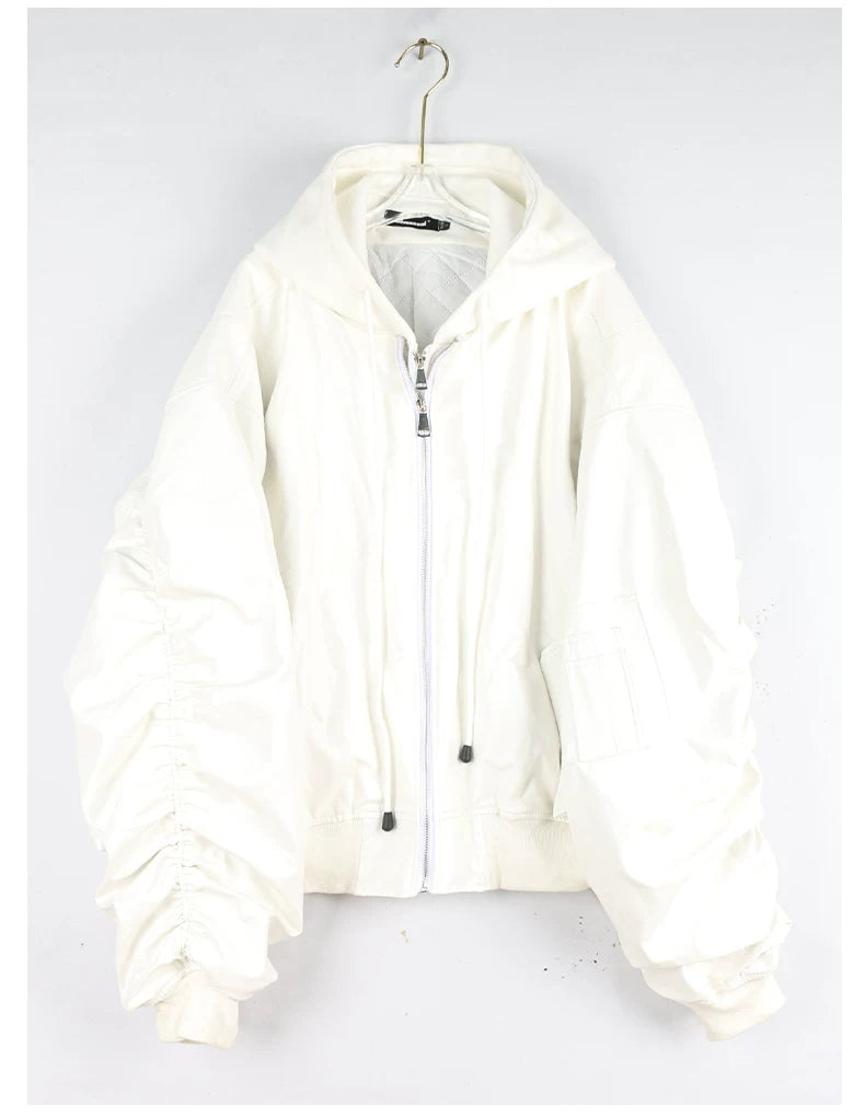 Sanhoostudio Layered Oversized PU Leather Jacket