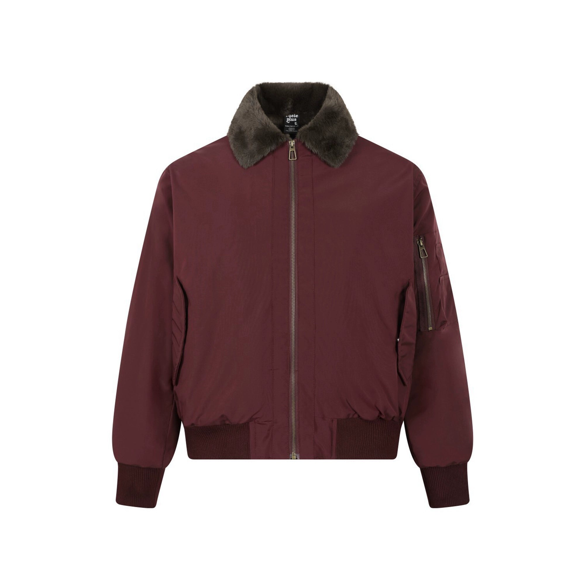Bomber Shearling-Collar Spliced Flight Puffer Jacket