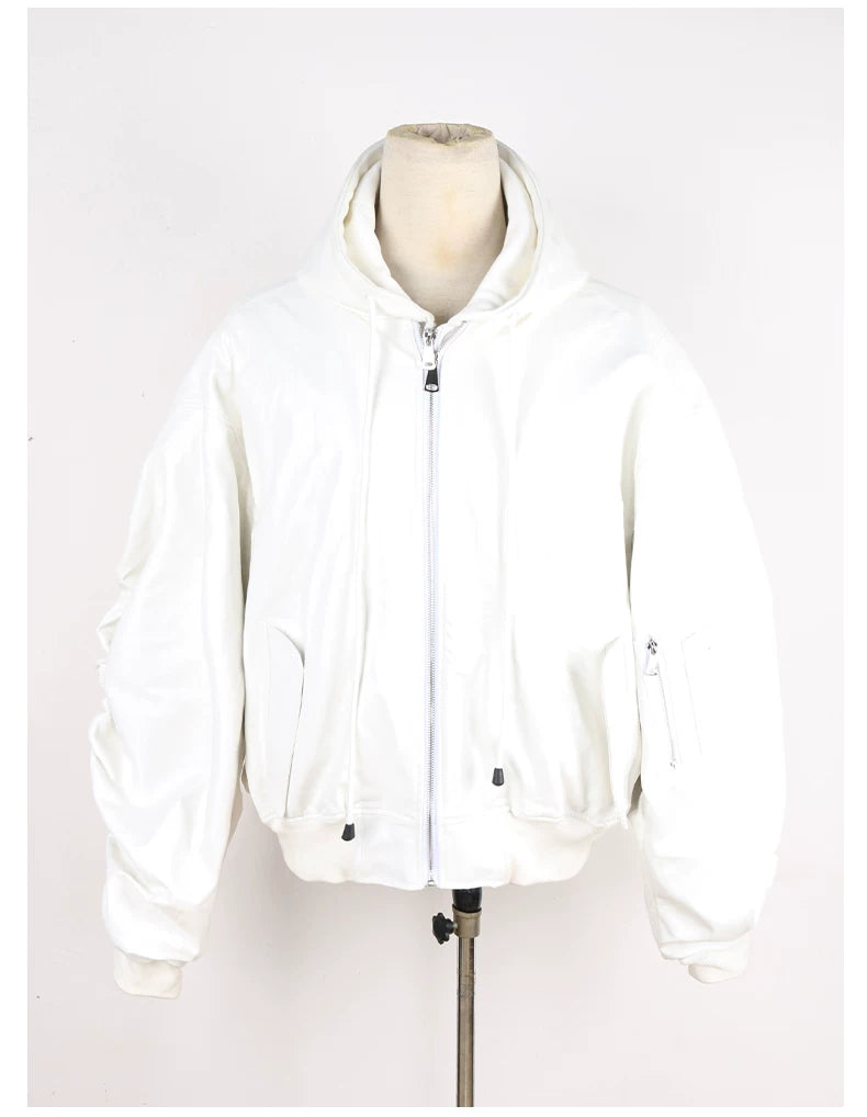 Sanhoostudio Layered Oversized PU Leather Jacket