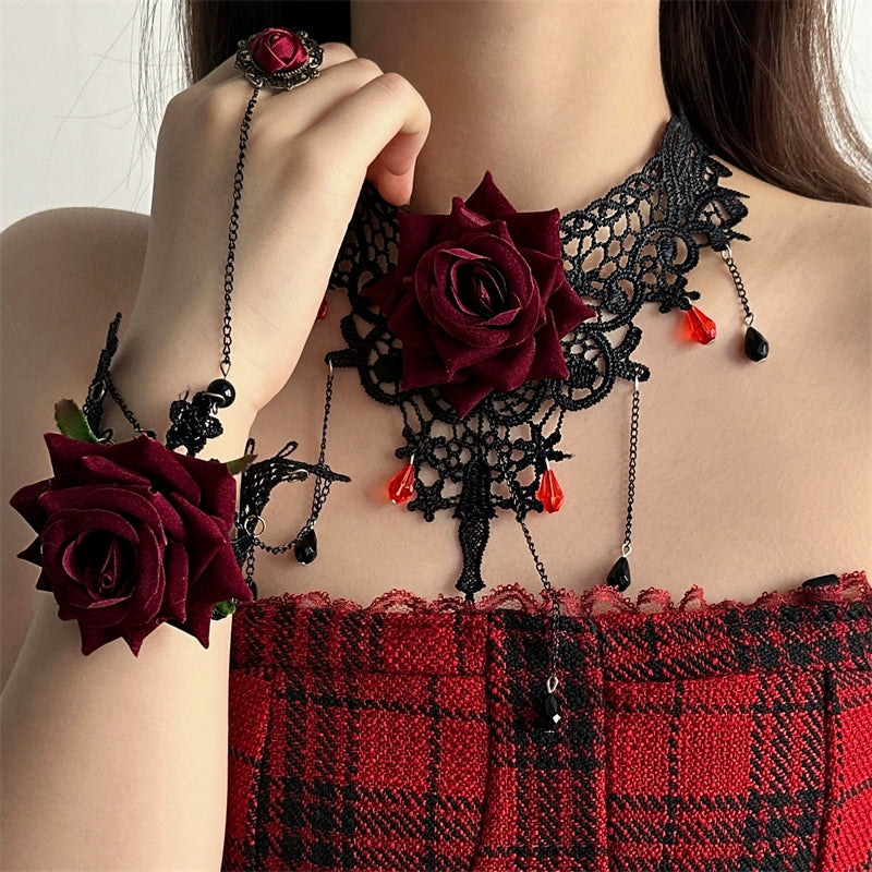 Black Lace Floral Choker Necklace