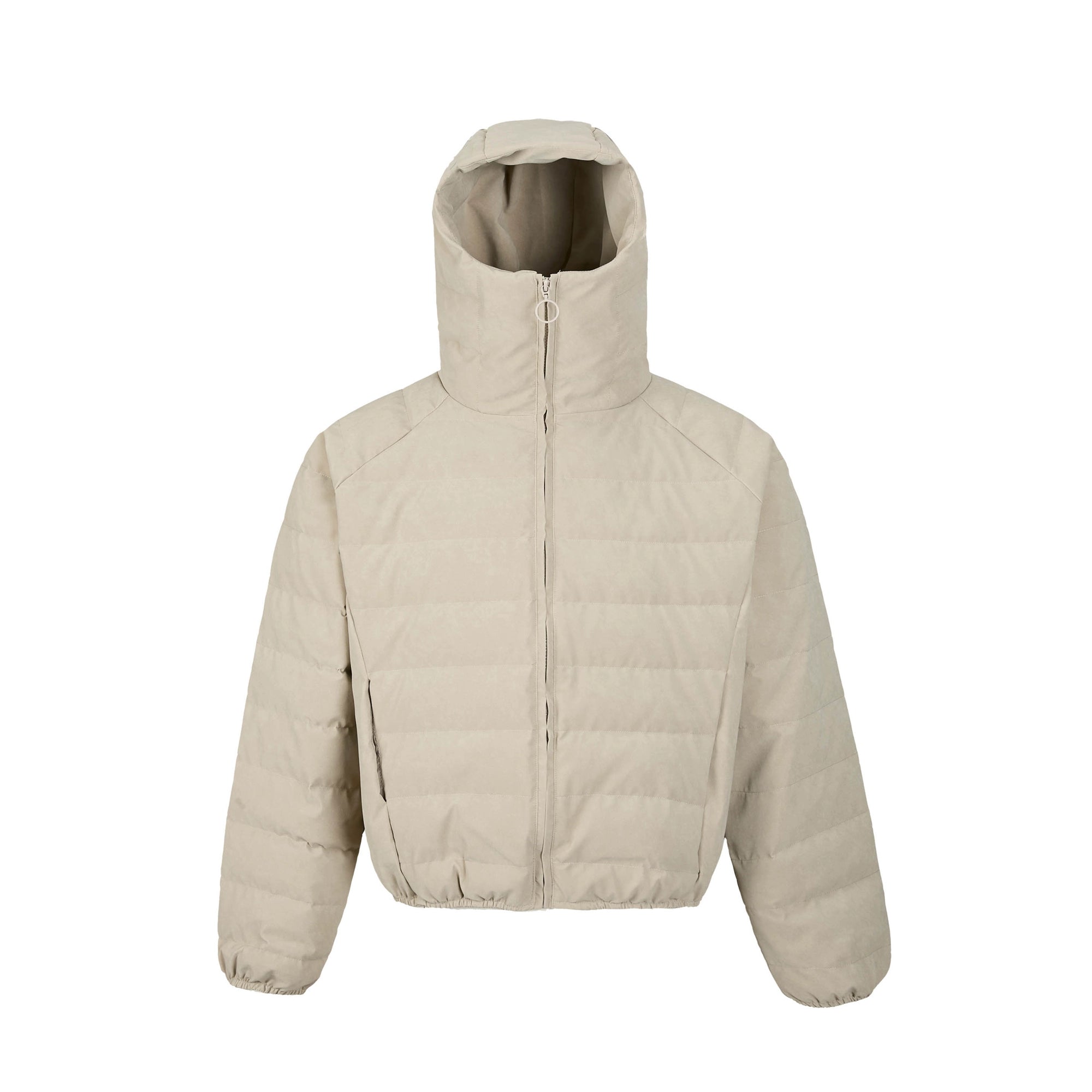 Lightweight 90% Down Ribbed Masked Hood Puffer