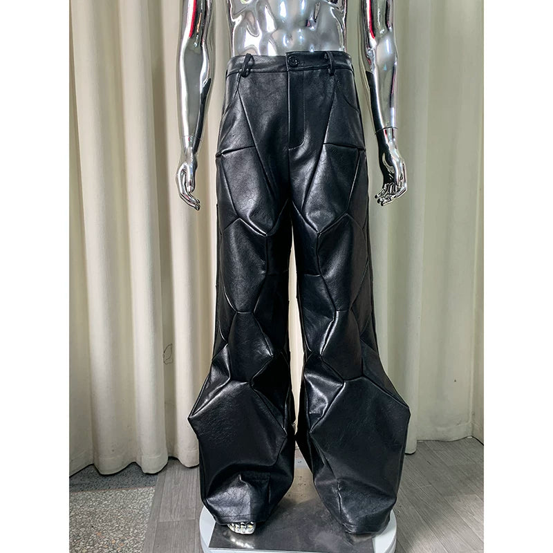 Sanhoostudio Deconstructed Asymmetric PU Leather Jacket