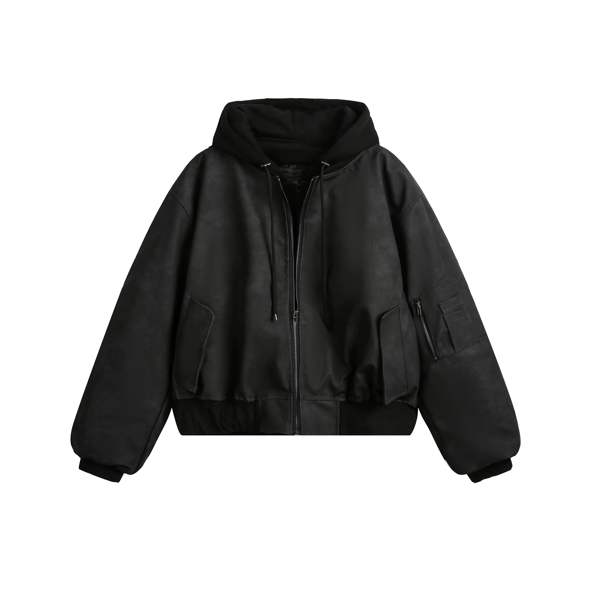 Layered Bomber Hoodie Puffer Jacket