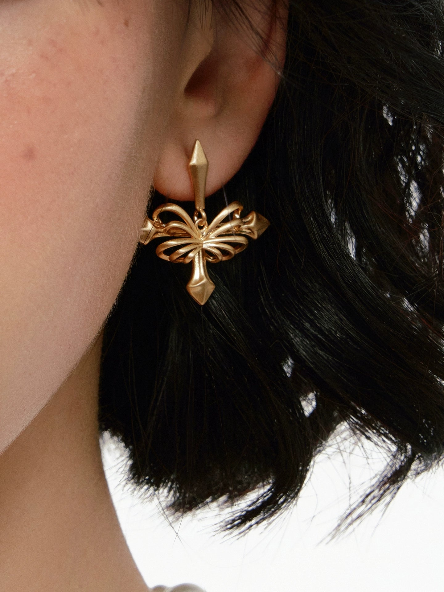 Hollow Butterfly Gold Earrings