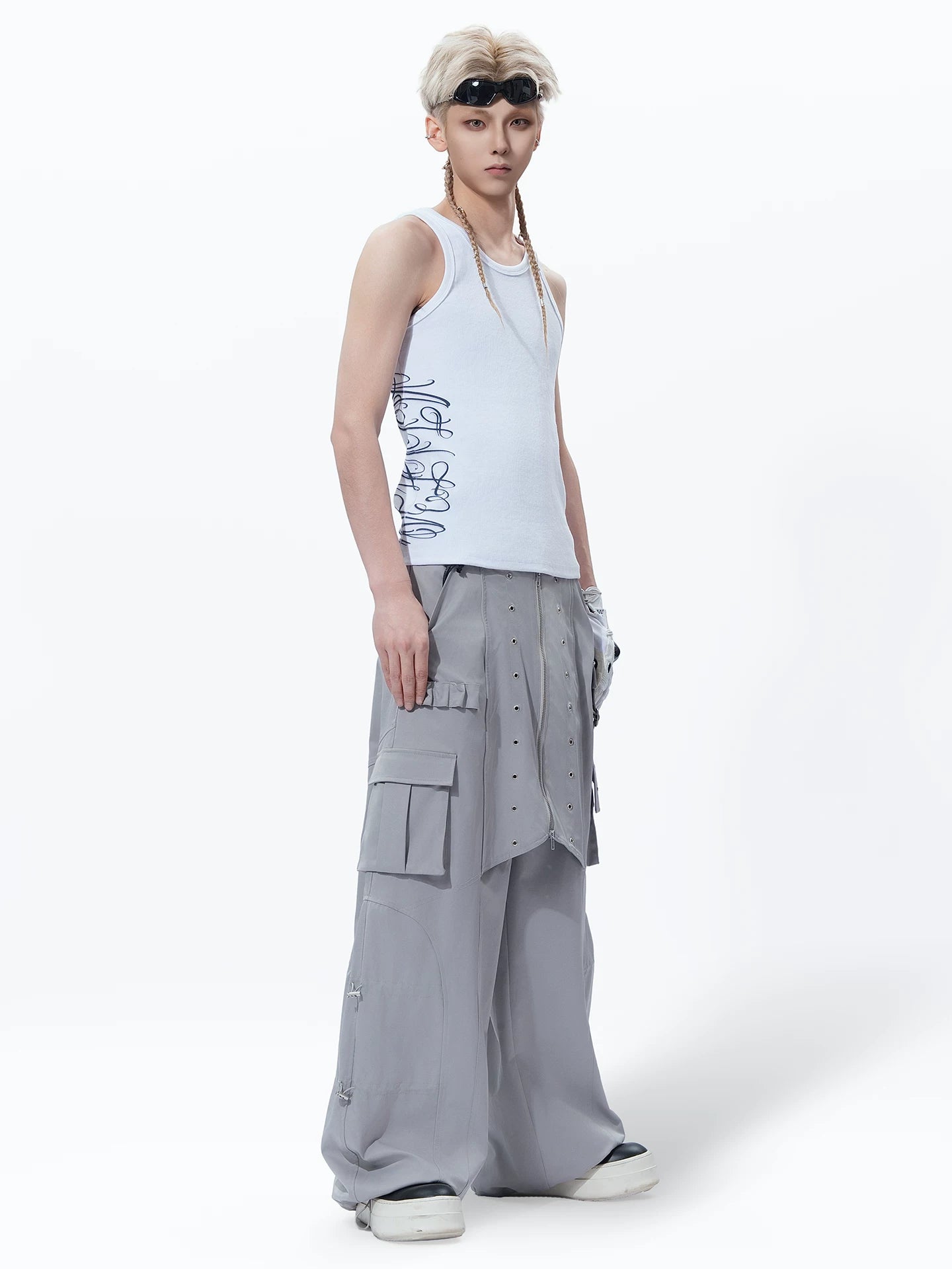 Sanhoostudio Zipper Wide Leg Cargo Pants