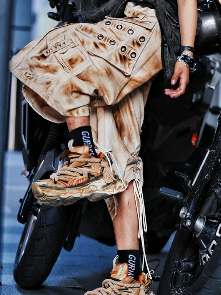 Graffiti Washed Embroidered Patchwork Denim Pants