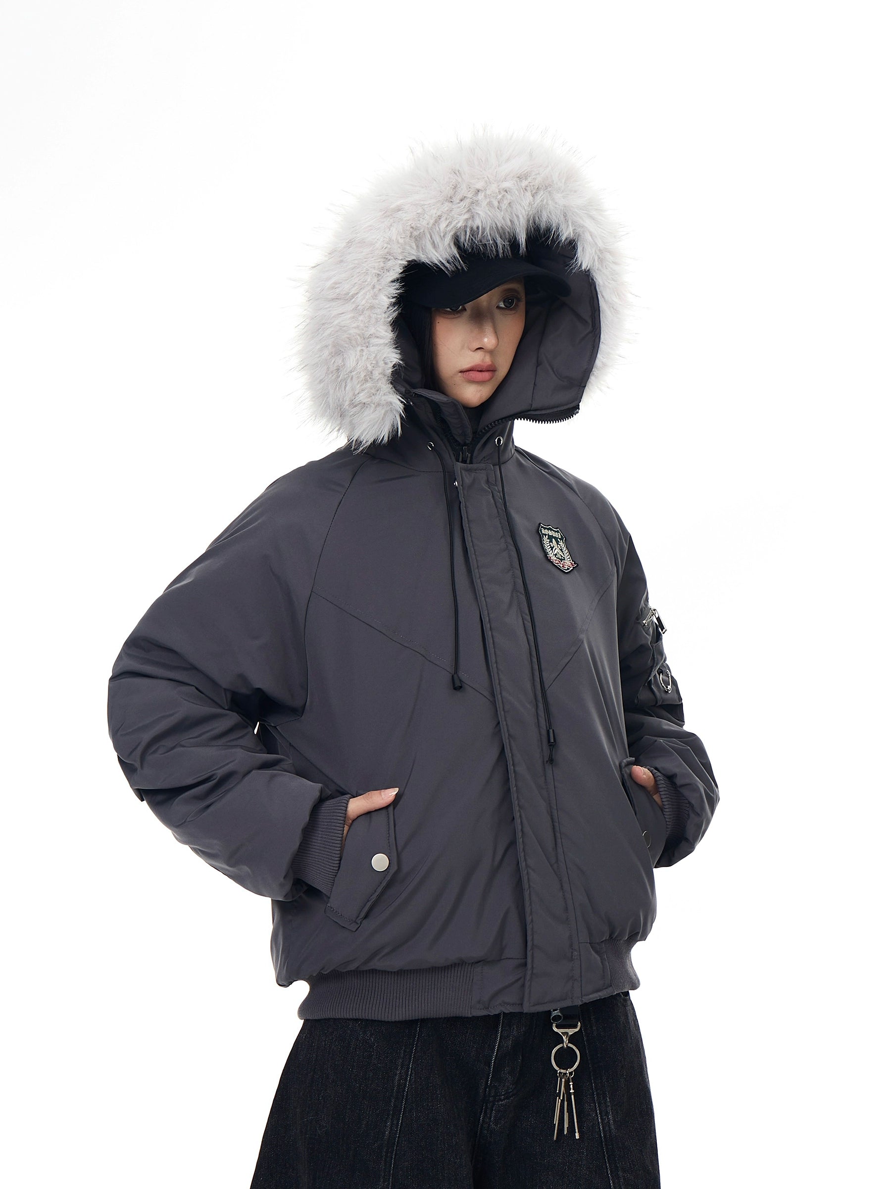 Fur-Hood Utility Parka Designer Winter Coat