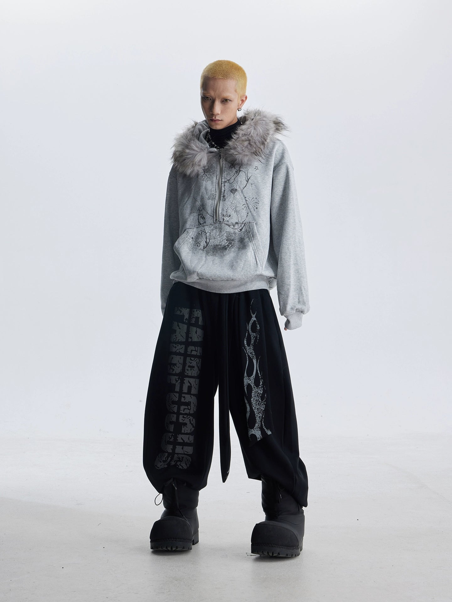 Y2K Totem Graphic Tie-Strap Blade Cut Sweatpants