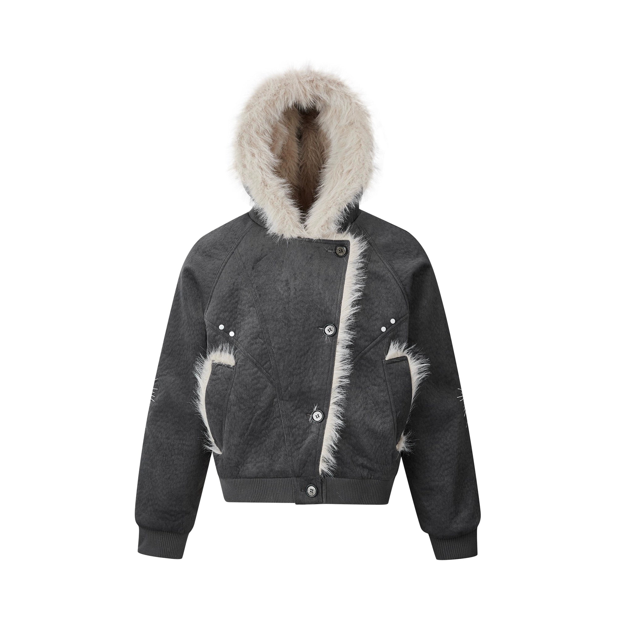 Wolf-Fur Spliced Mountain Hawk Hooded Coat