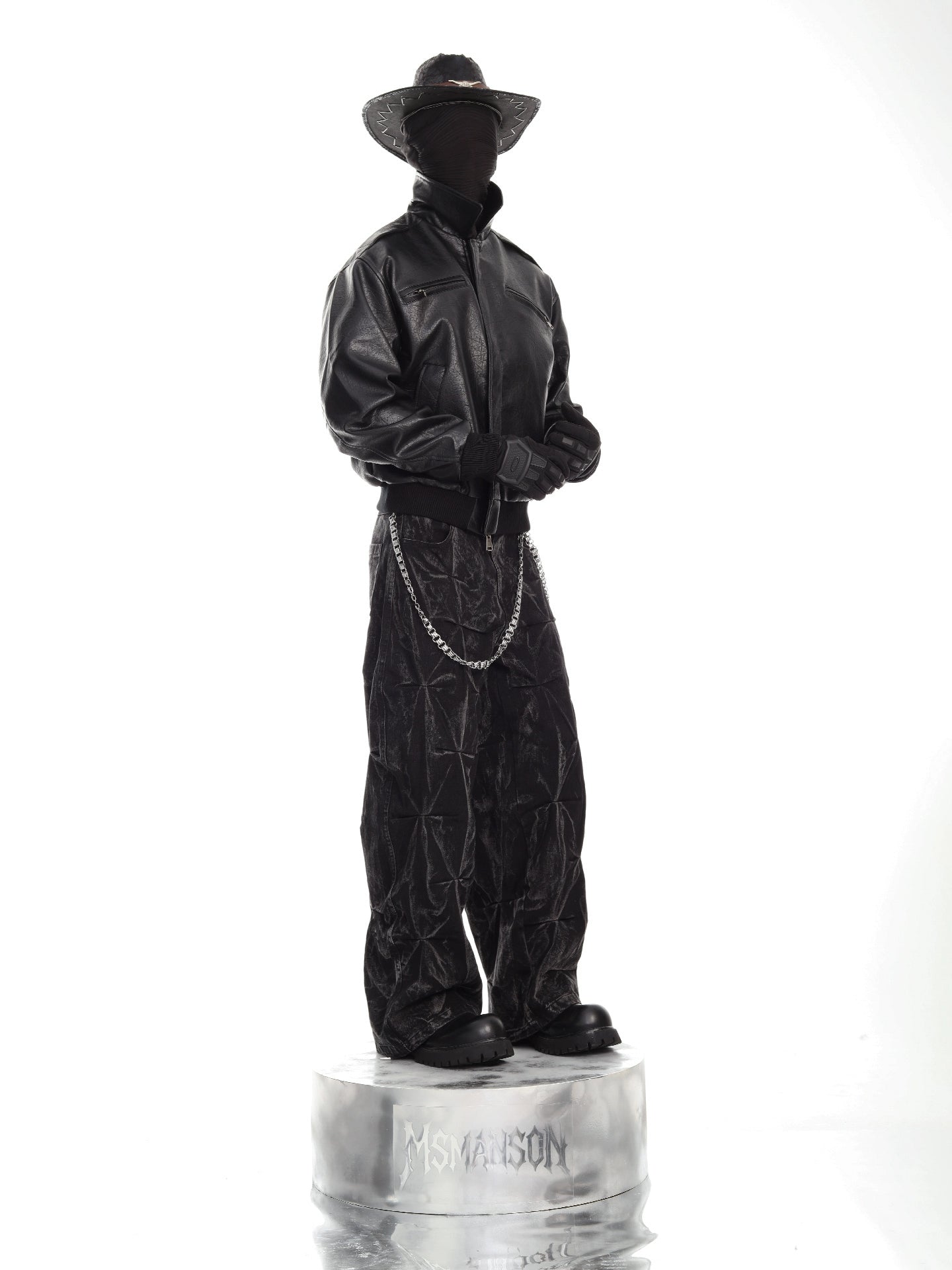 Black Cracked Leather Biker Jacket