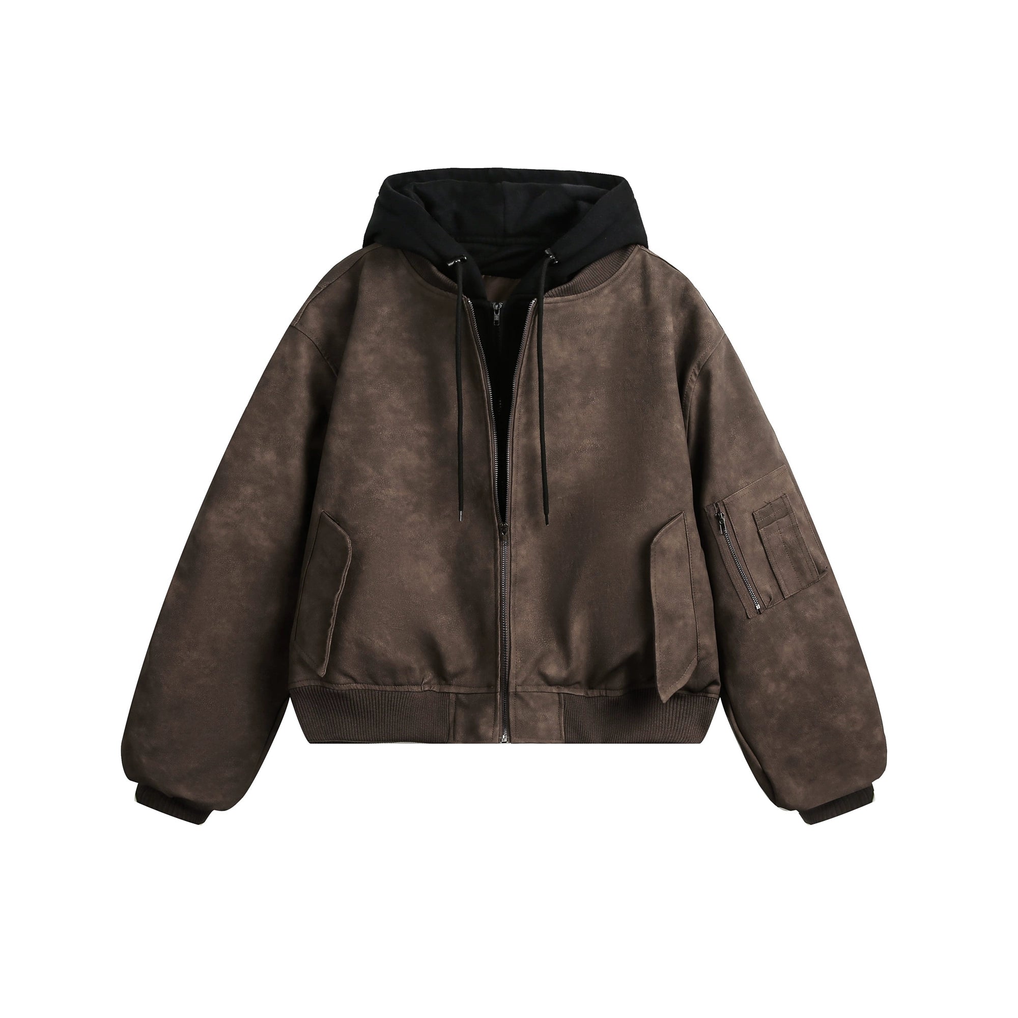 Layered Bomber Hoodie Puffer Jacket