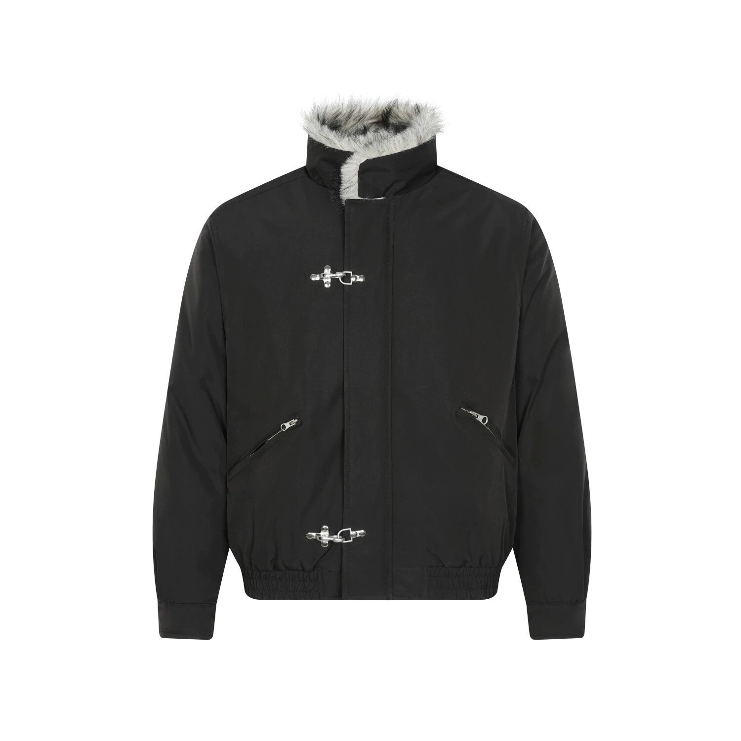 High-Street Bomber Jacket with Fur Collar