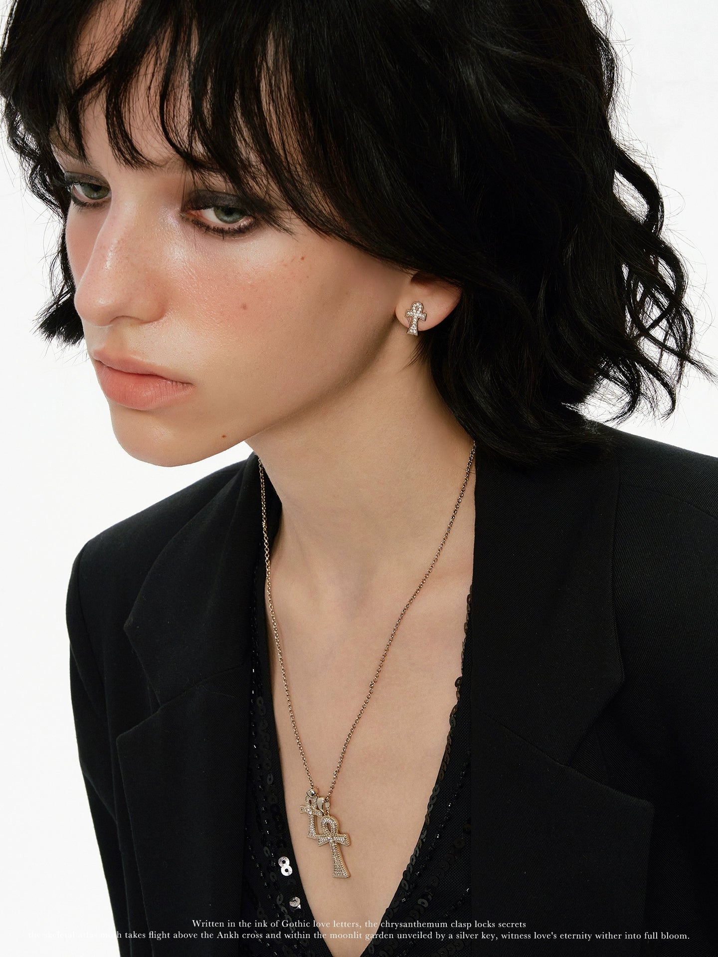 Zircon Ankh Ear Cuff