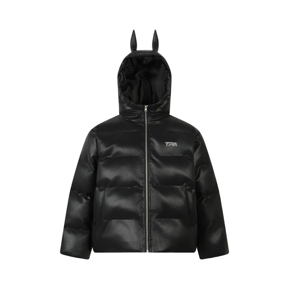 Doberman Ear Leather Puffer Jacket