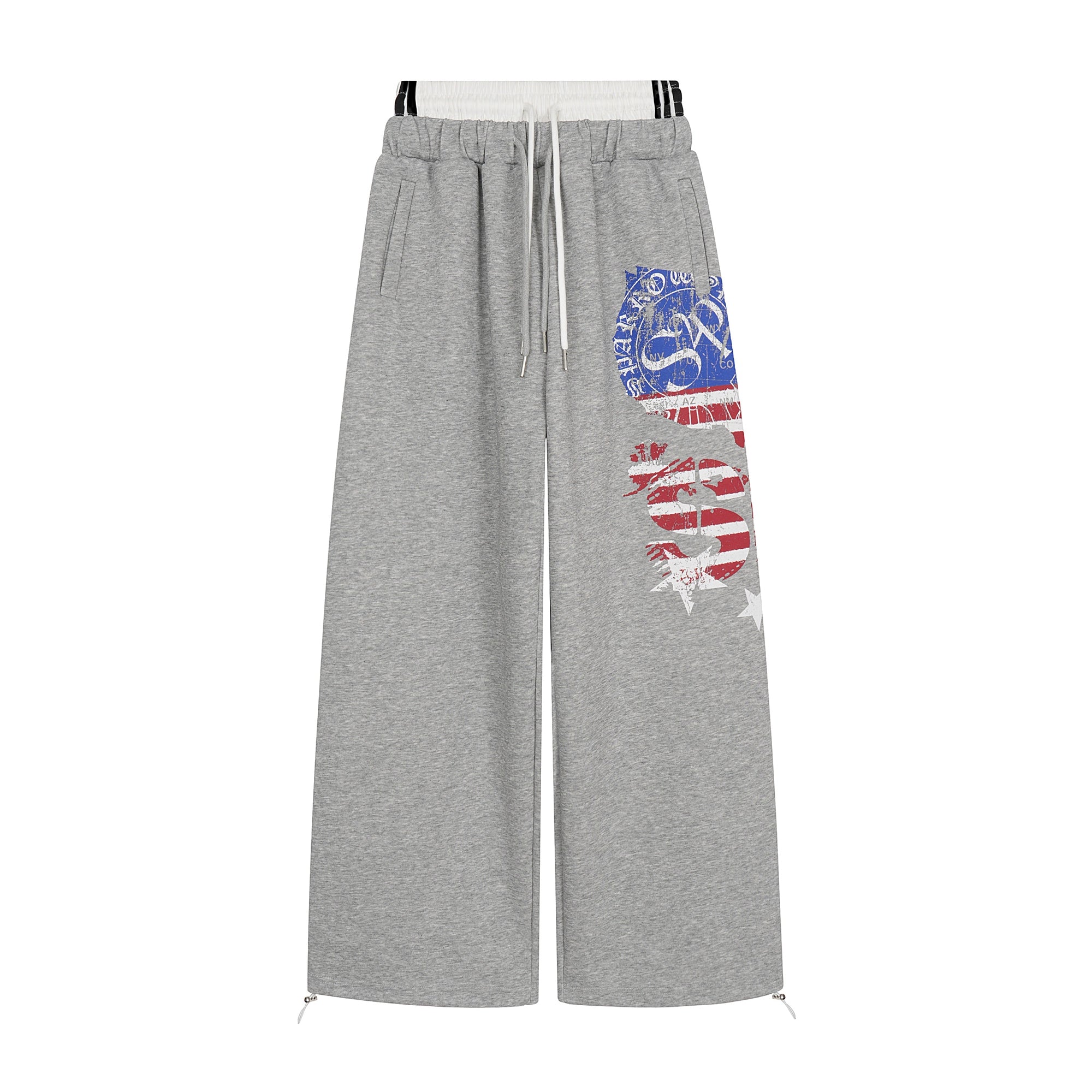 Double-Waist Letter Print Straight Sweatpants