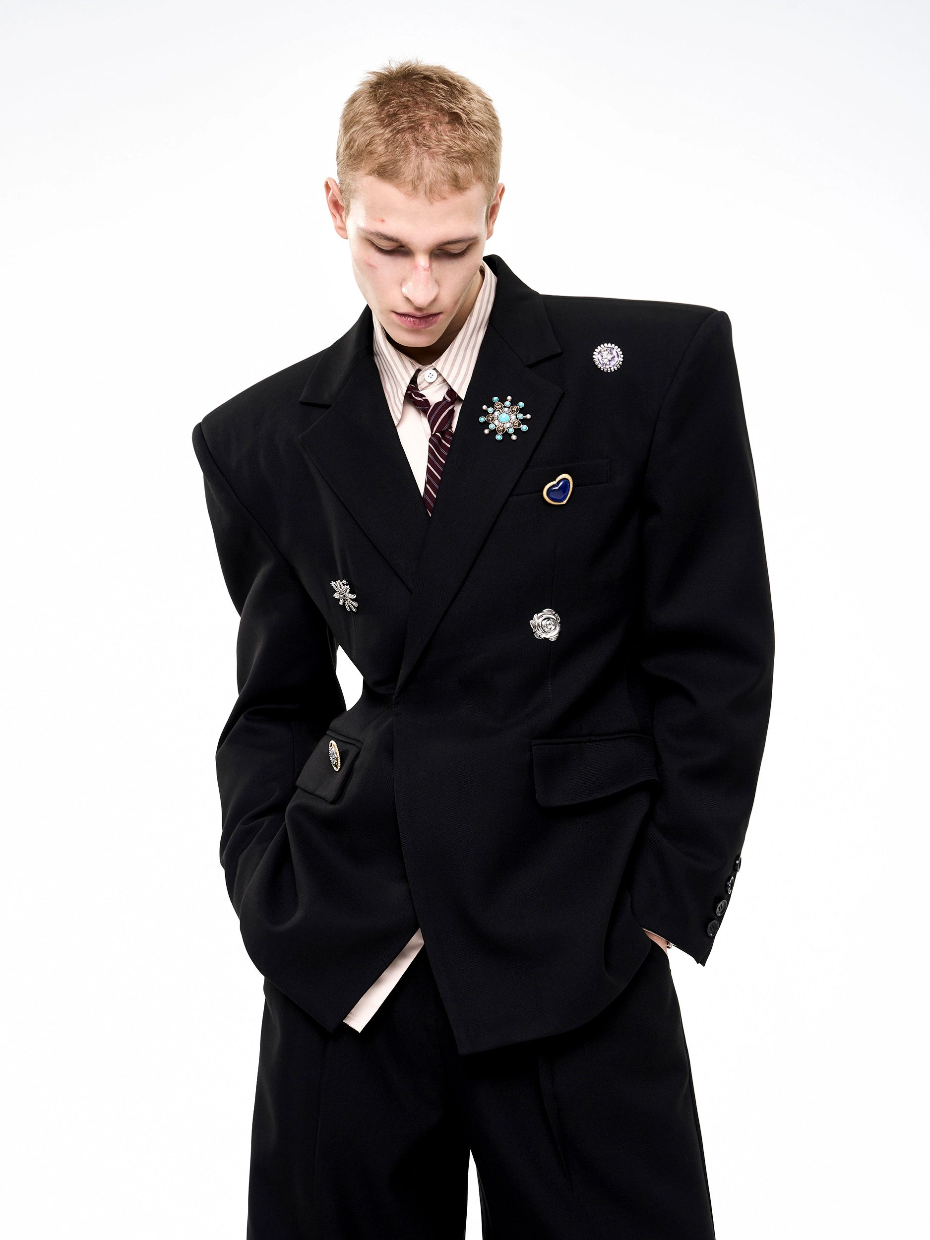 Tailored Shoulder Wool Suit Jacket