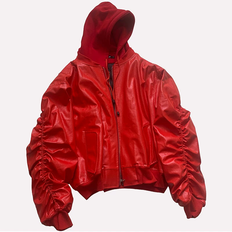 Sanhoostudio Layered Oversized PU Leather Jacket