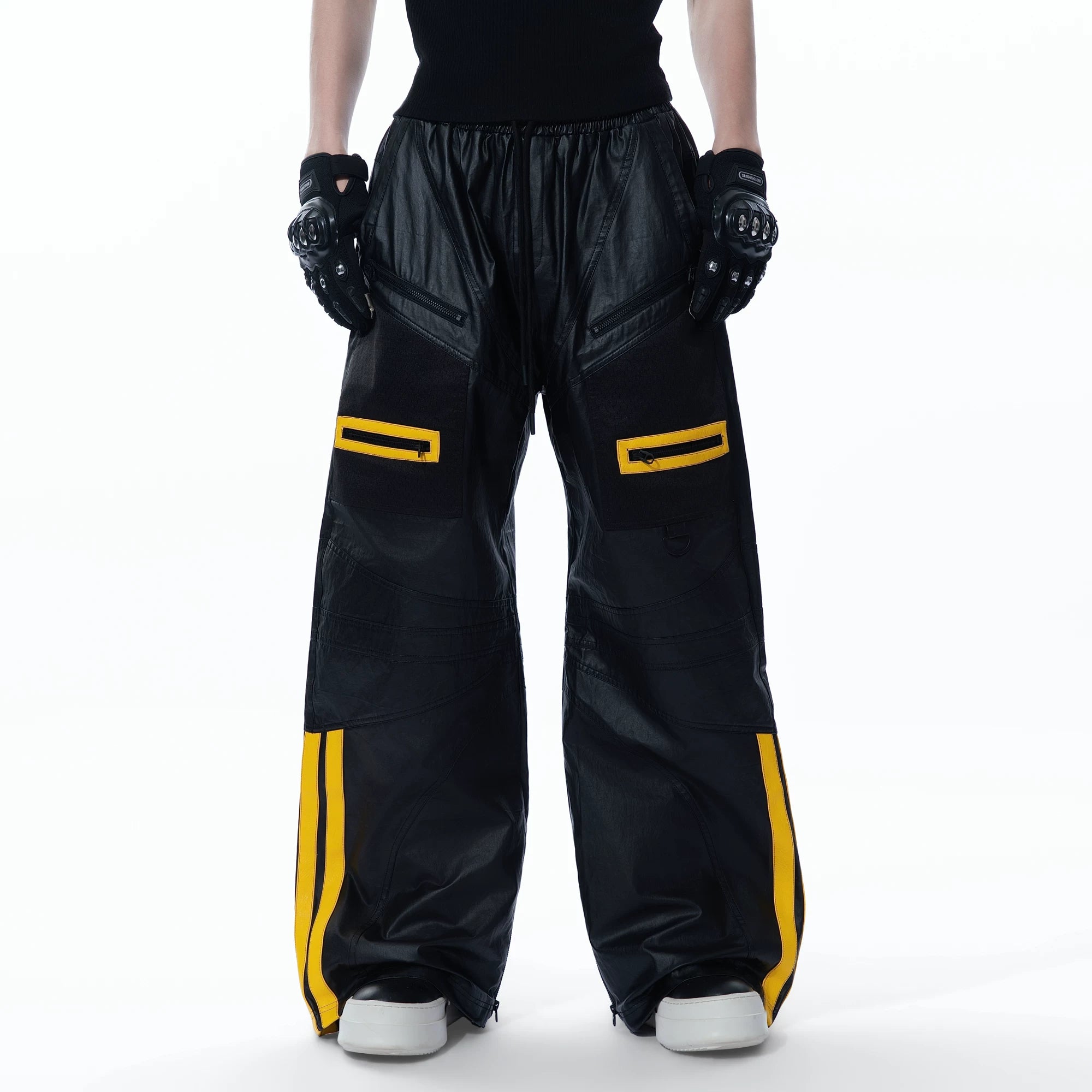 Sanhoostudio Colorblock PU Leather Biker Jacket