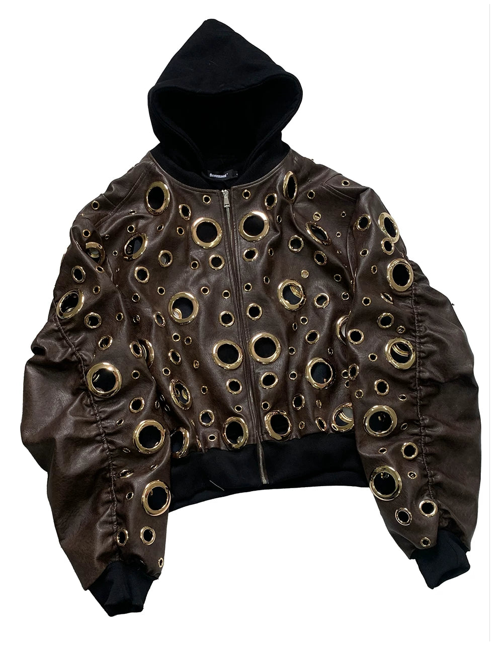Sanhoostudio Cutout Layered Oversized PU Leather Jacket