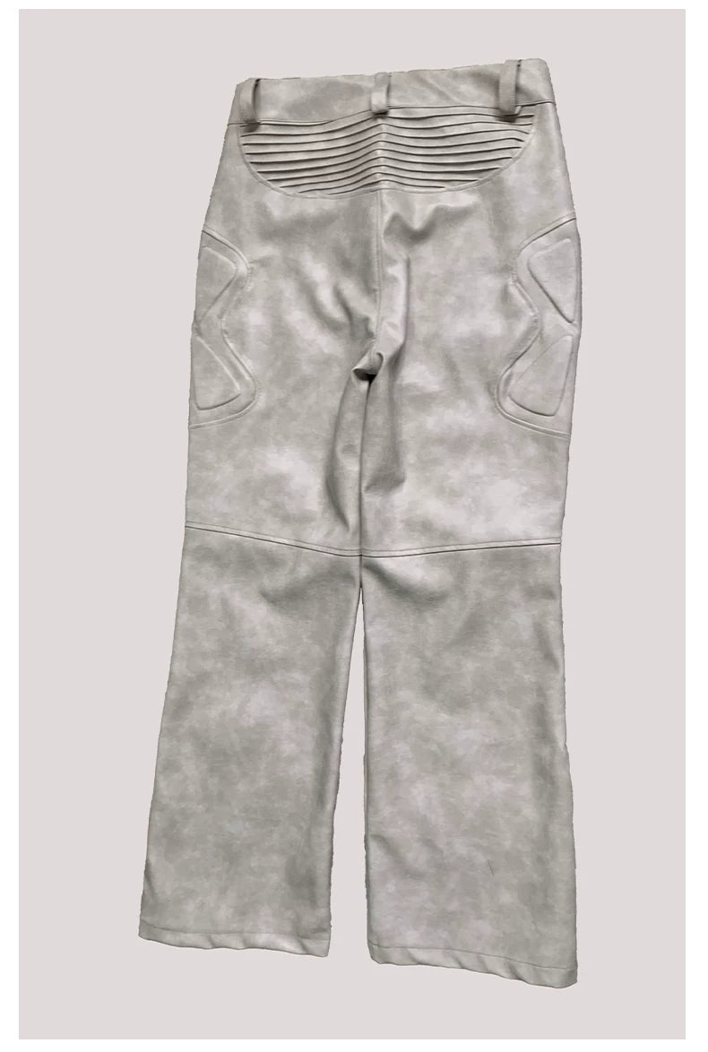 Sanhoostudio Exoskeleton Distressed PU Leather Pants