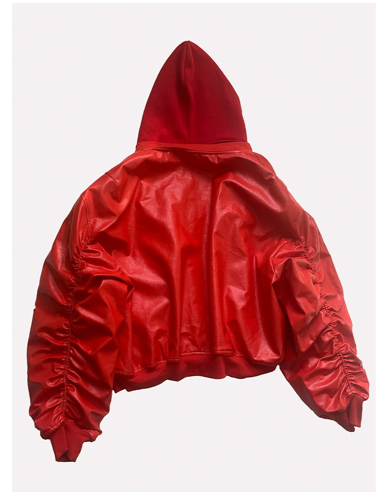 Sanhoostudio Layered Oversized PU Leather Jacket