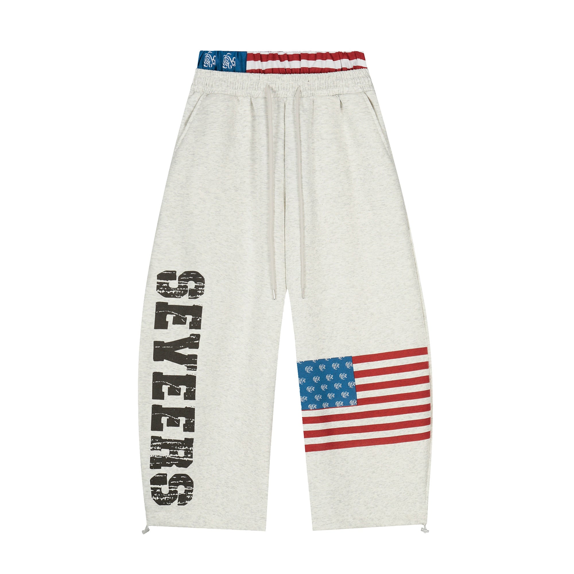 American Flag Print Wide-Leg Sweatpants