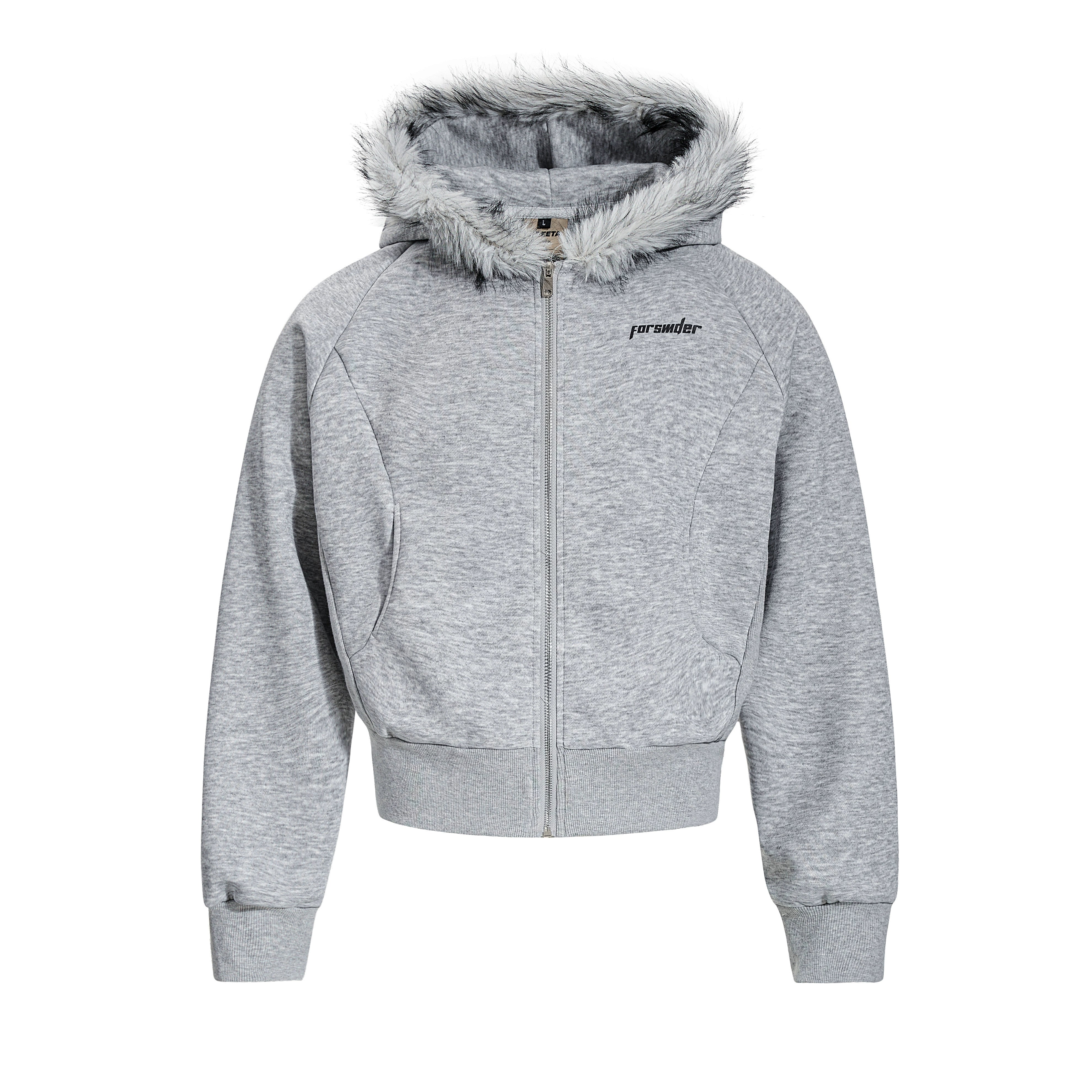 Fuzzy Hooded Deconstructed Layered Crop Hoodie