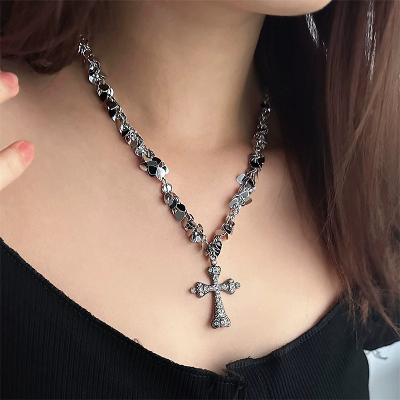 Double Layer Cross Choker Necklace