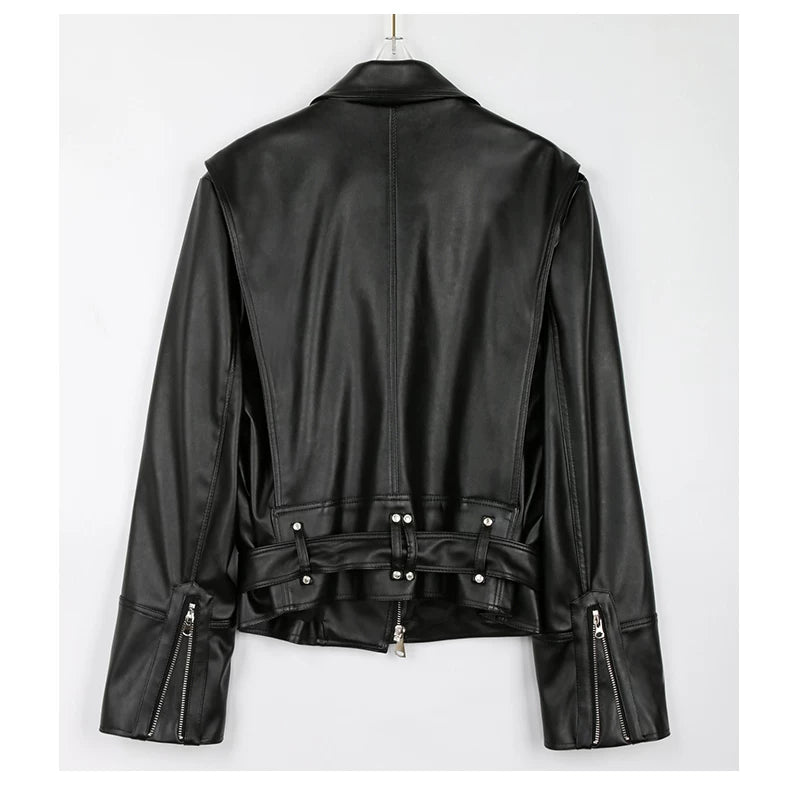 Sanhoostudio Green Cropped PU Moto Jacket