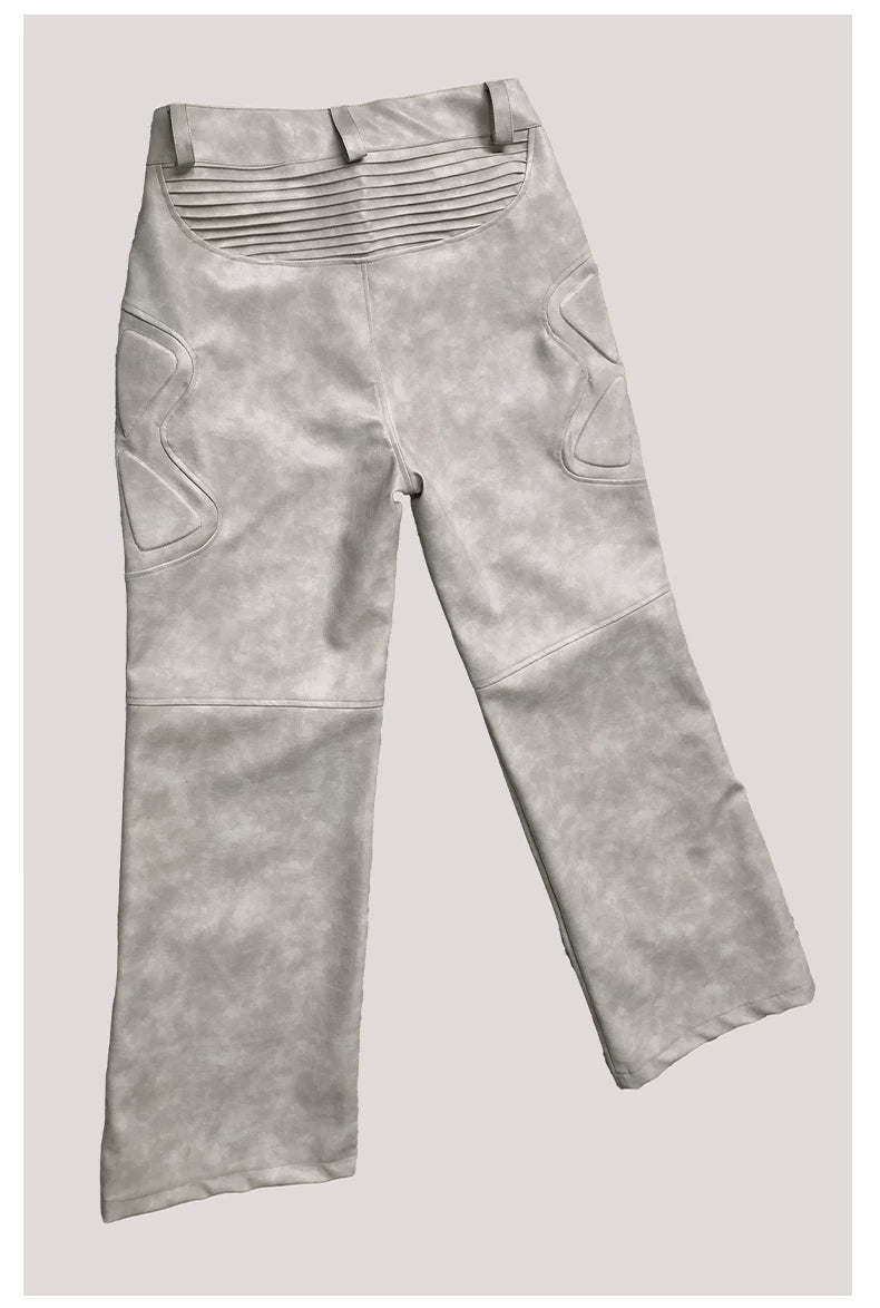 Sanhoostudio Exoskeleton Distressed PU Leather Pants