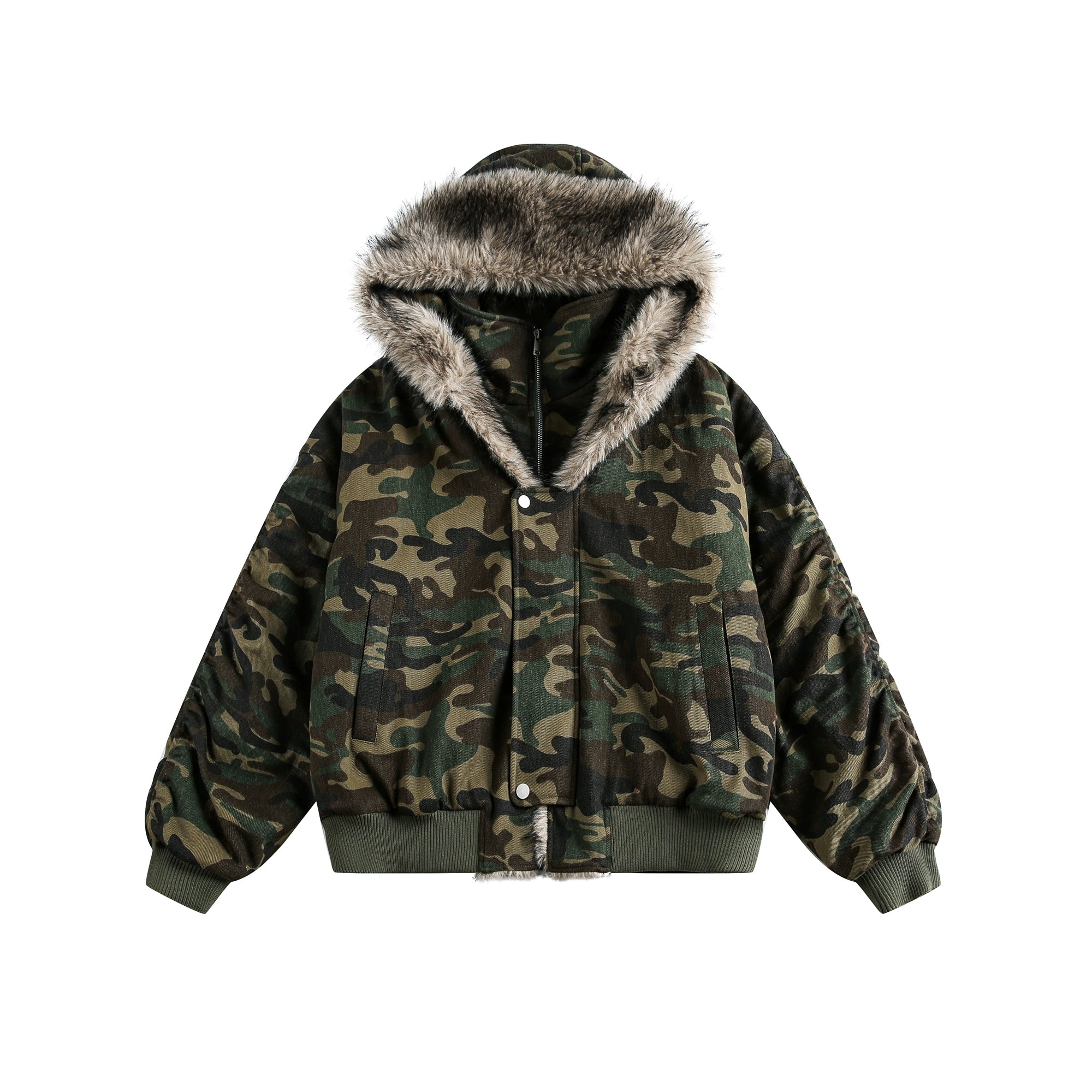 Camo Spliced Fur-Collar Mountain Hawk Parka